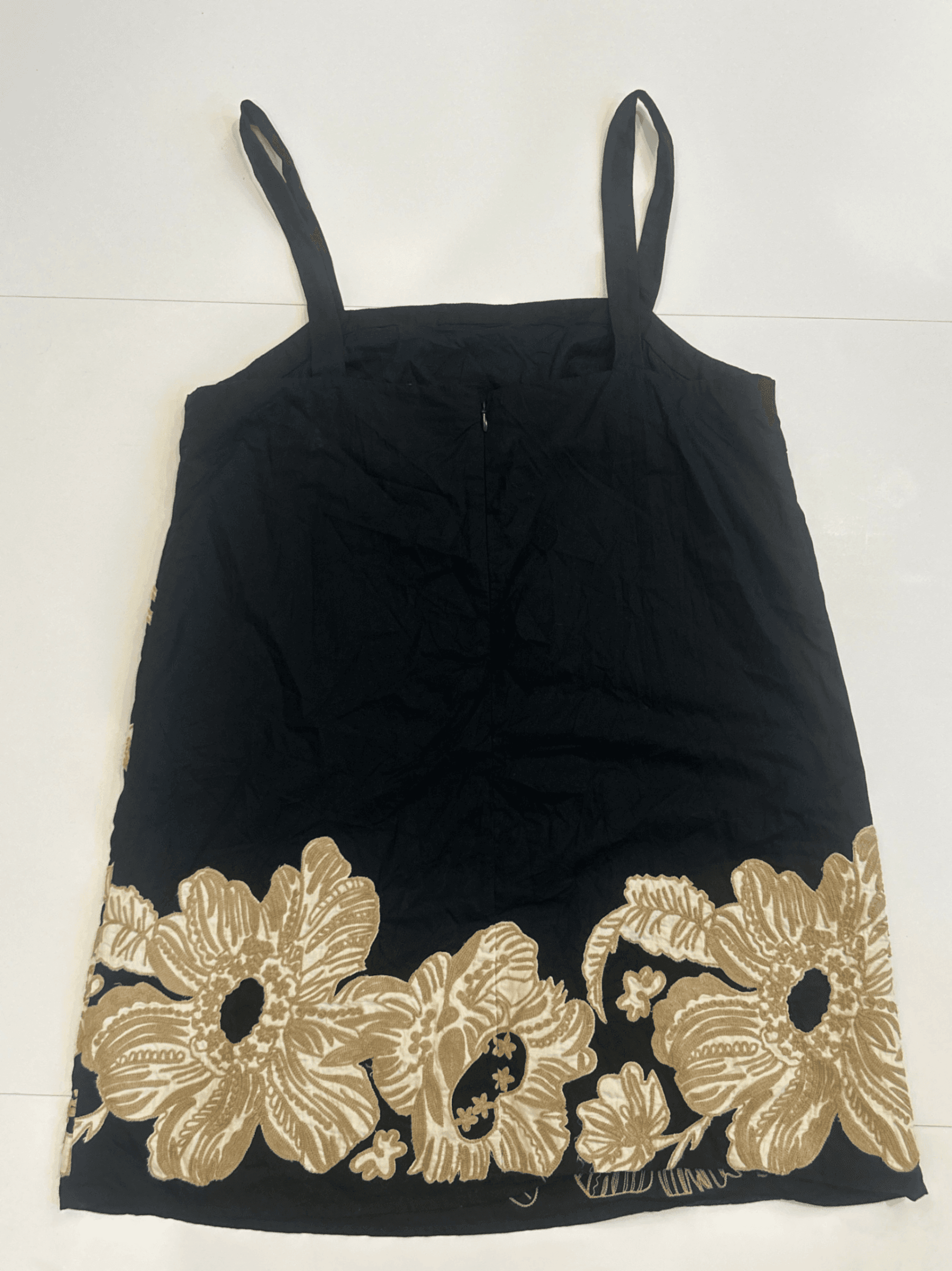 Black Floral Embroidered Sleeveless Dress