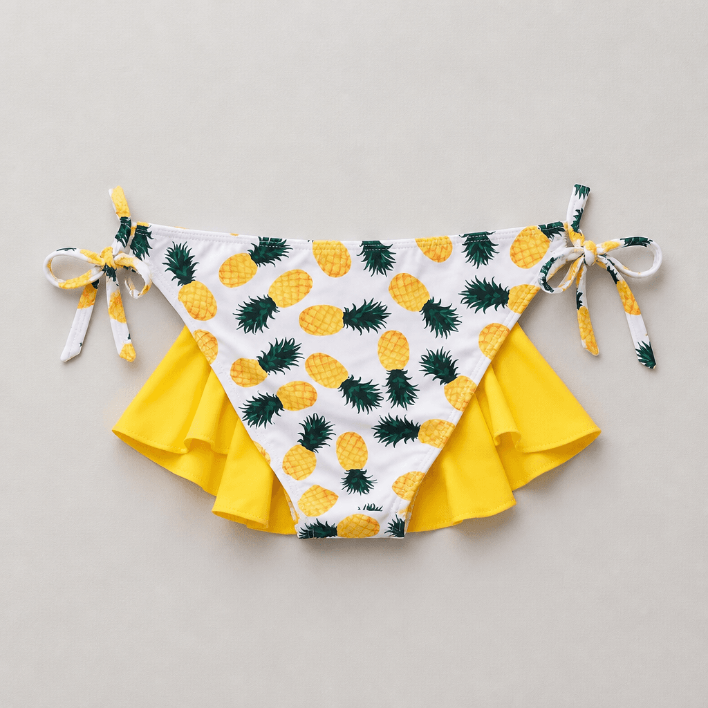 Tempt Me Pineapple Print Bikini Bottoms & Ruffled Yellow Top Sz Med NWT - Thumbnail 2