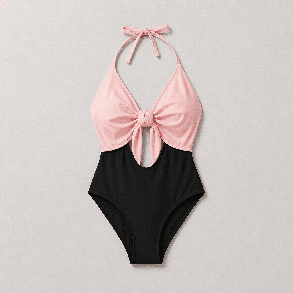 Tempt Me Pink and Black Halter One-Piece Swimsuit XXL