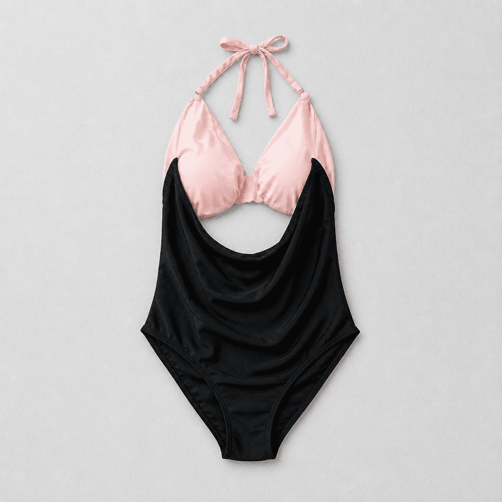 Tempt Me Pink and Black Halter One-Piece Swimsuit XXL - Thumbnail 2
