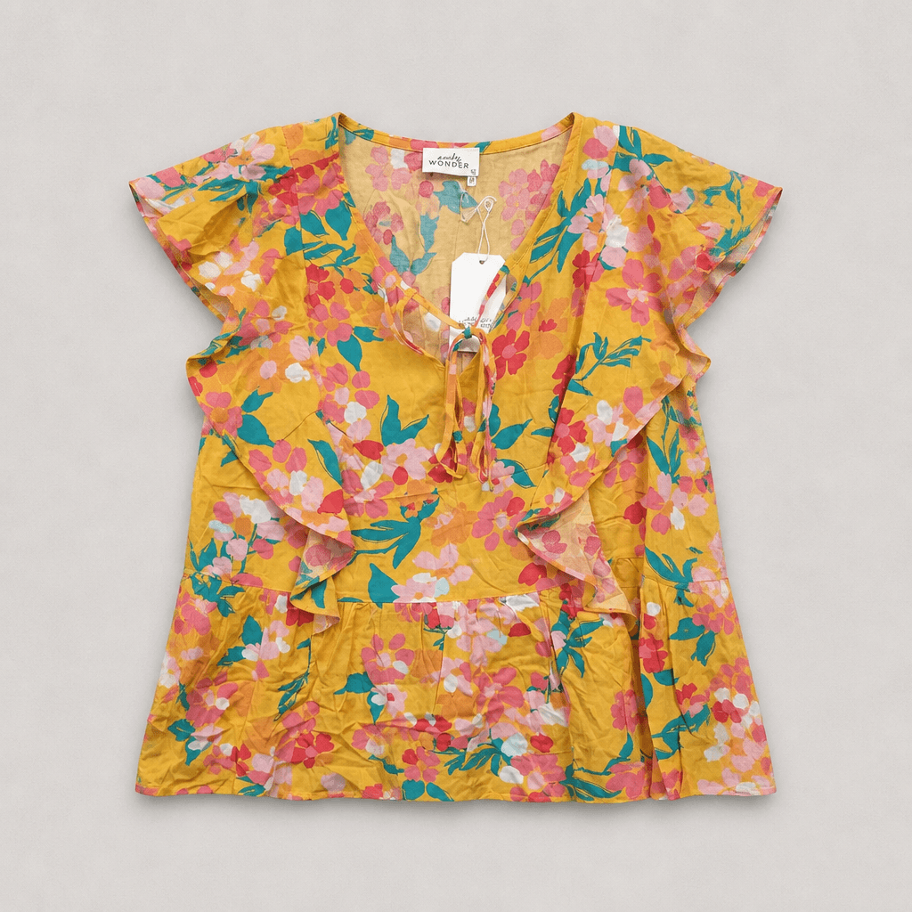 Wonder Nation Girls' Floral Ruffle Top - Thumbnail 2