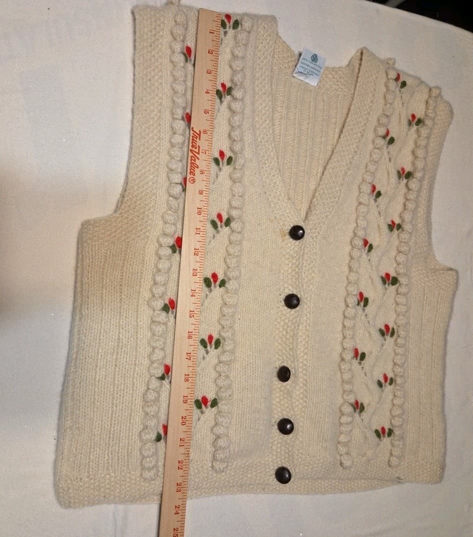 Vintage Knitted Pure Wool Cardigan By Blarney Woonlen Mills - Thumbnail 7