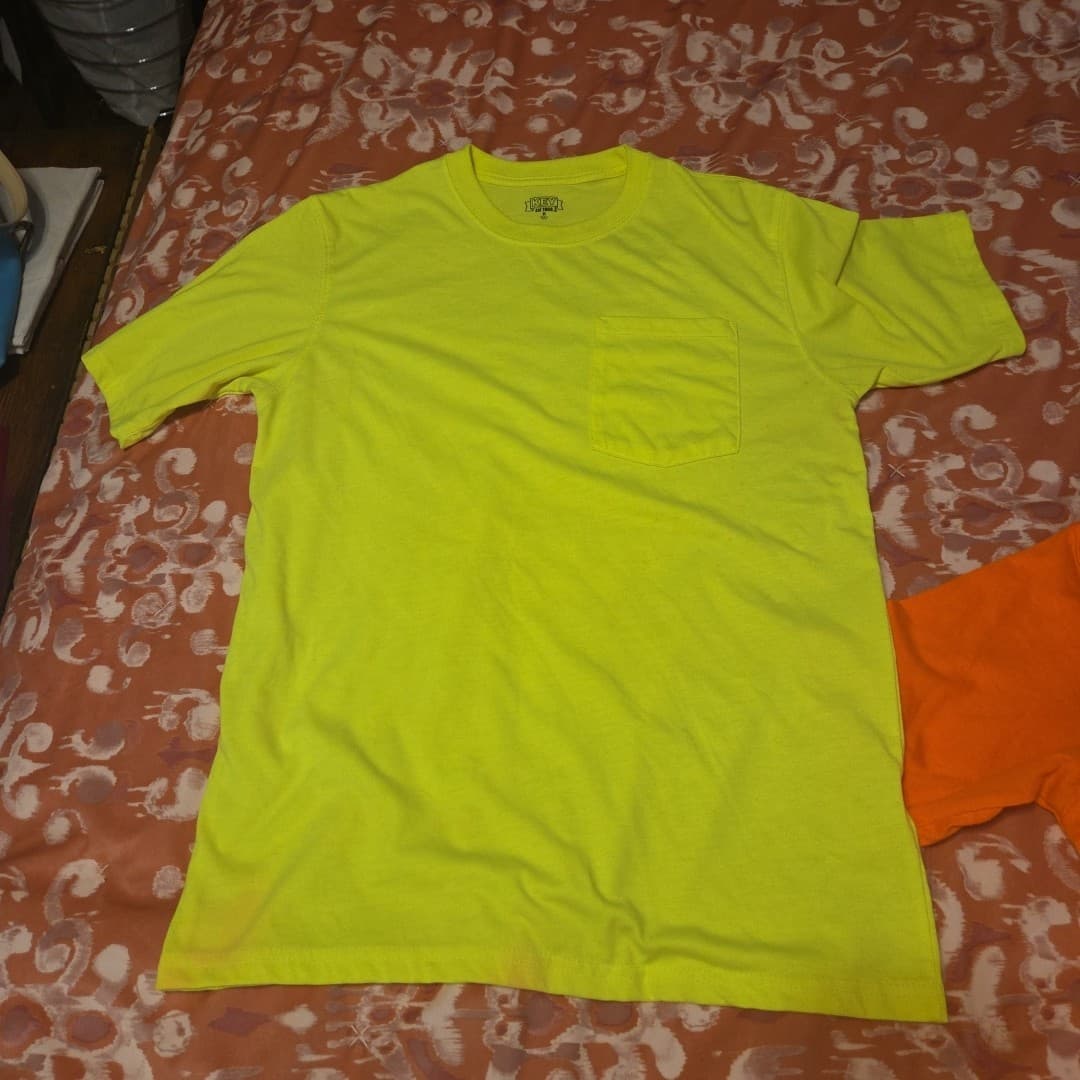 2 KEY MEN'S HI VIS YELLOW & ORANGE SAFETY T-SHIRTS Size MED - Thumbnail 3