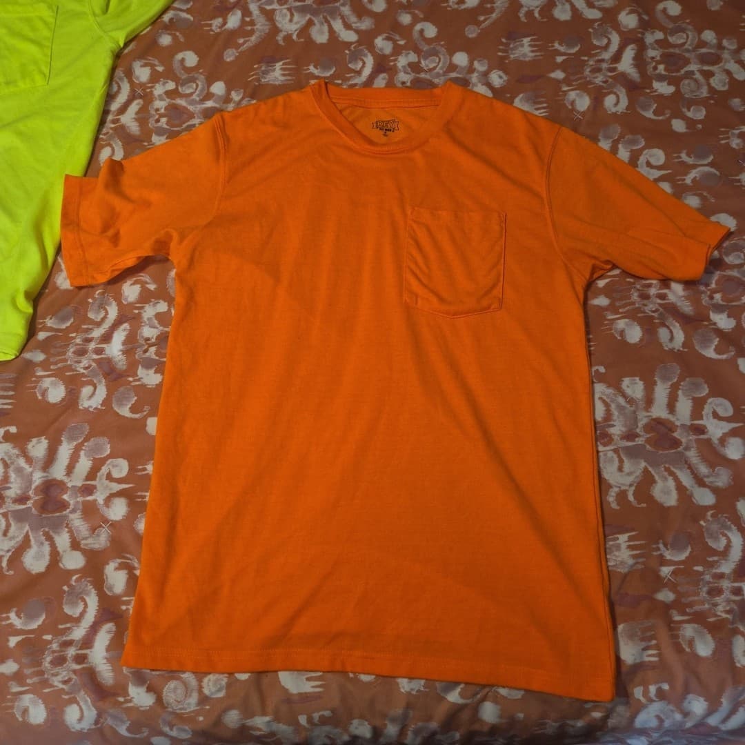 2 KEY MEN'S HI VIS YELLOW & ORANGE SAFETY T-SHIRTS Size MED - Thumbnail 2