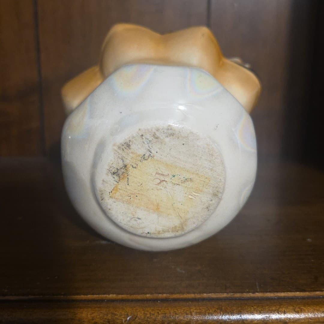 Antique Czechoslovakia orange and blue lusterware pottery basket - Thumbnail 6