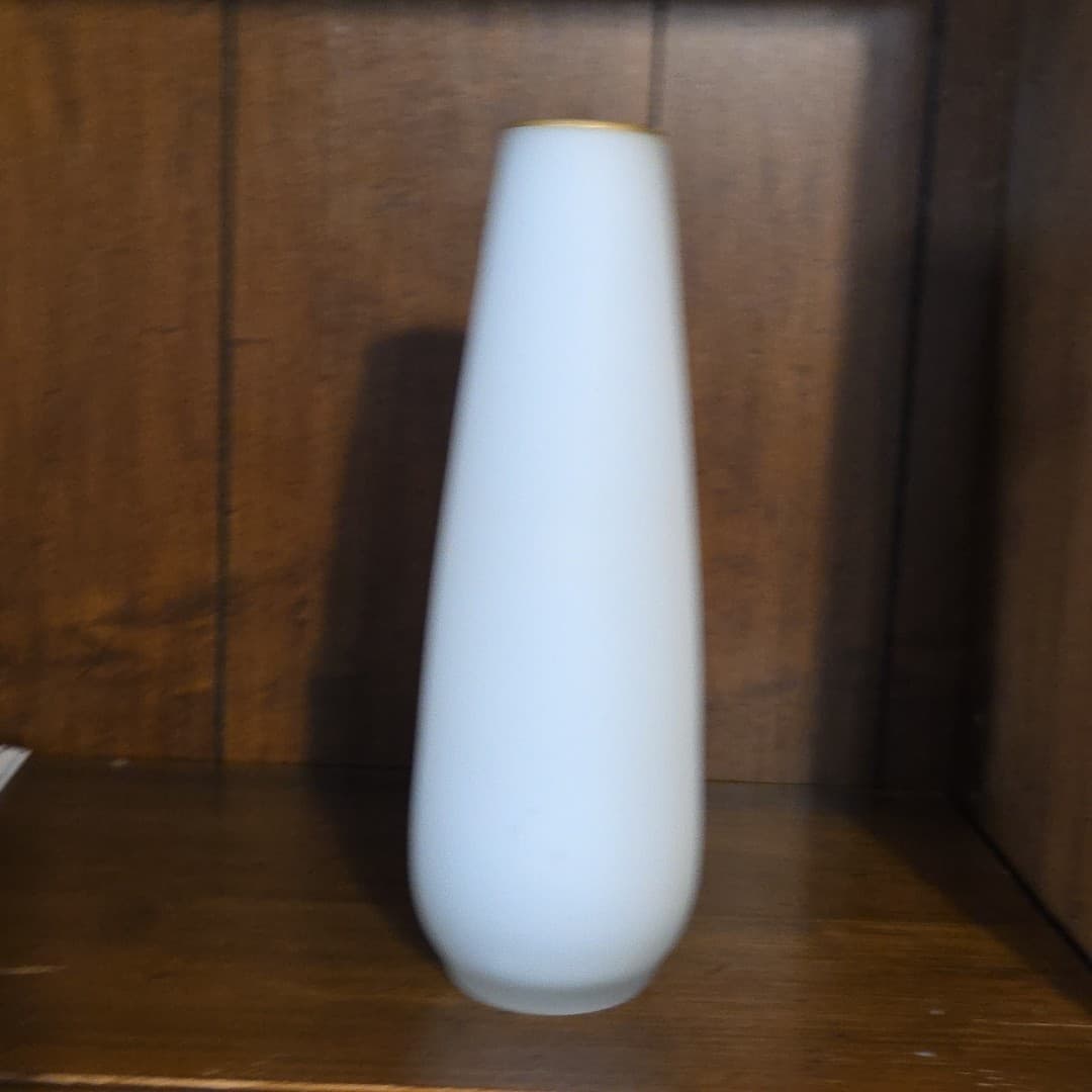 Hand painted Roses opalescent satin frosted glass flower bud vase Japan Vintage - Thumbnail 3