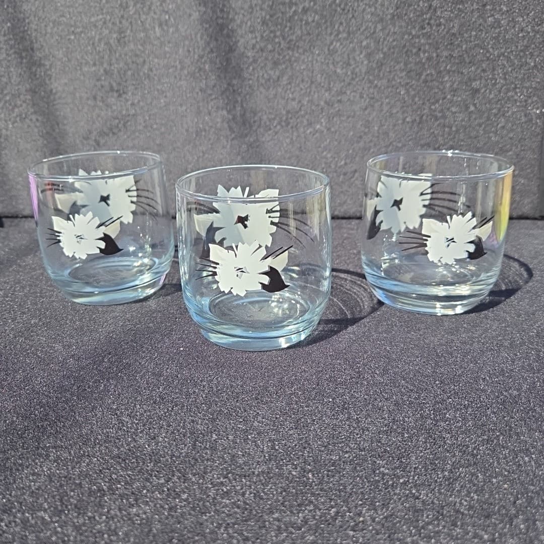 Vintage Mid Century Modern 1989 AHC Floral Set of 3 Glasses - Thumbnail 6