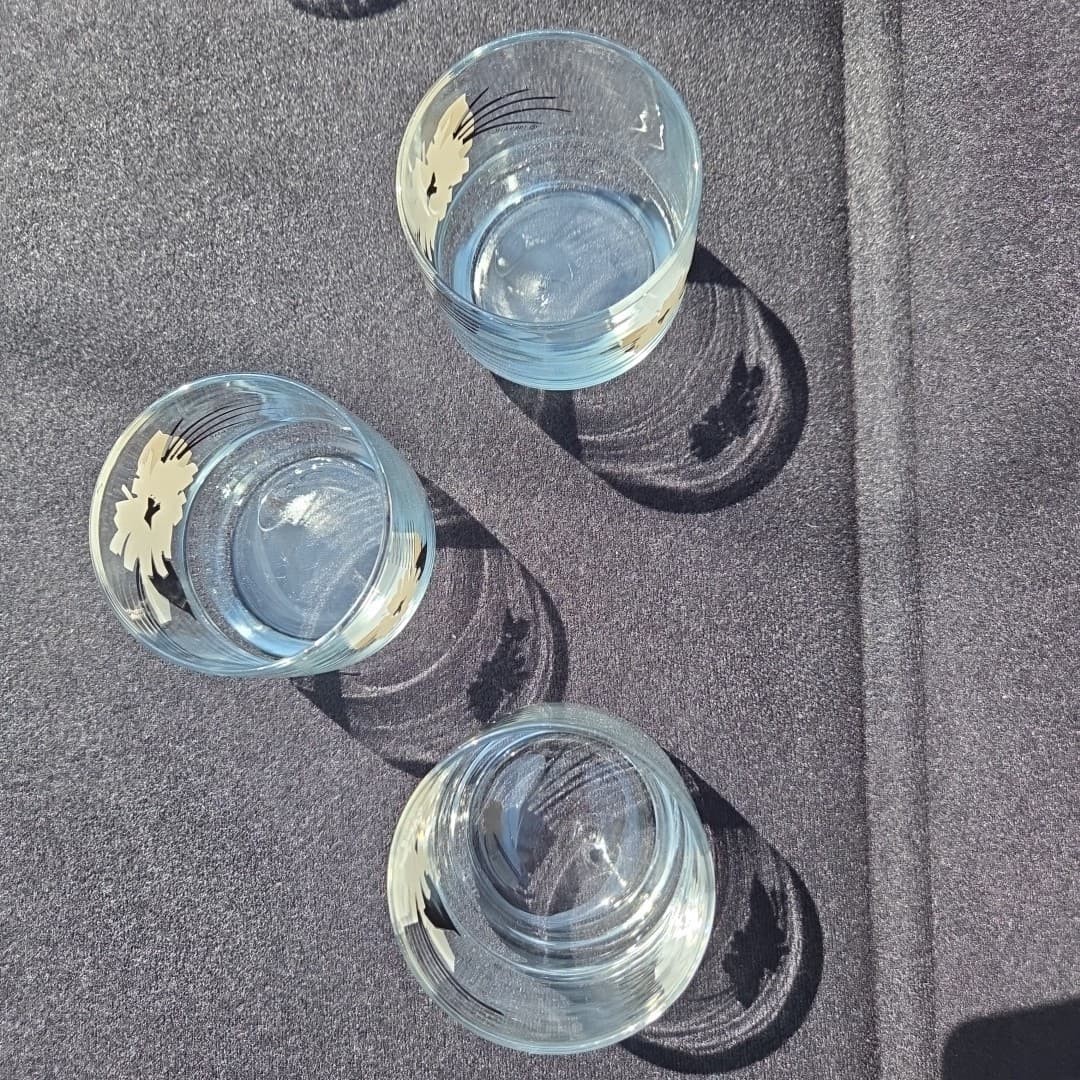 Vintage Mid Century Modern 1989 AHC Floral Set of 3 Glasses - Thumbnail 5