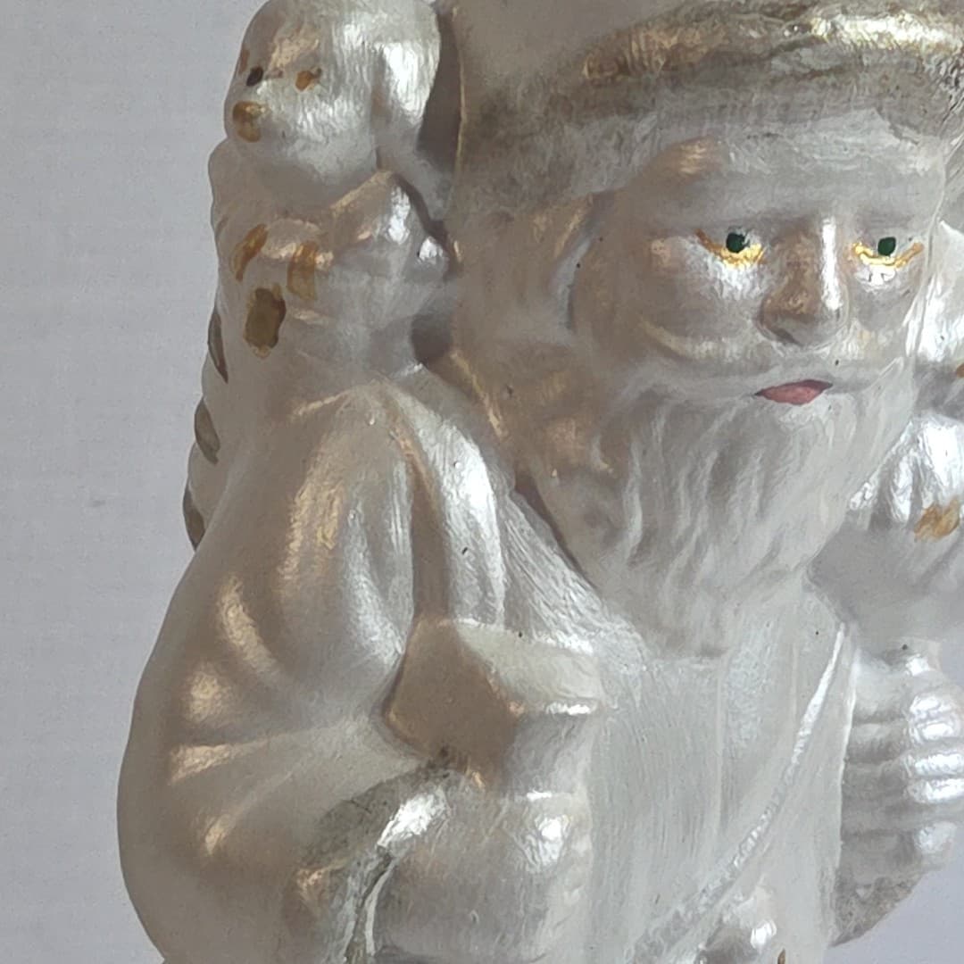 Vintage Ceramic Santa Claus Pearlized Figurine Christmas Tree Holiday Decor - Thumbnail 9
