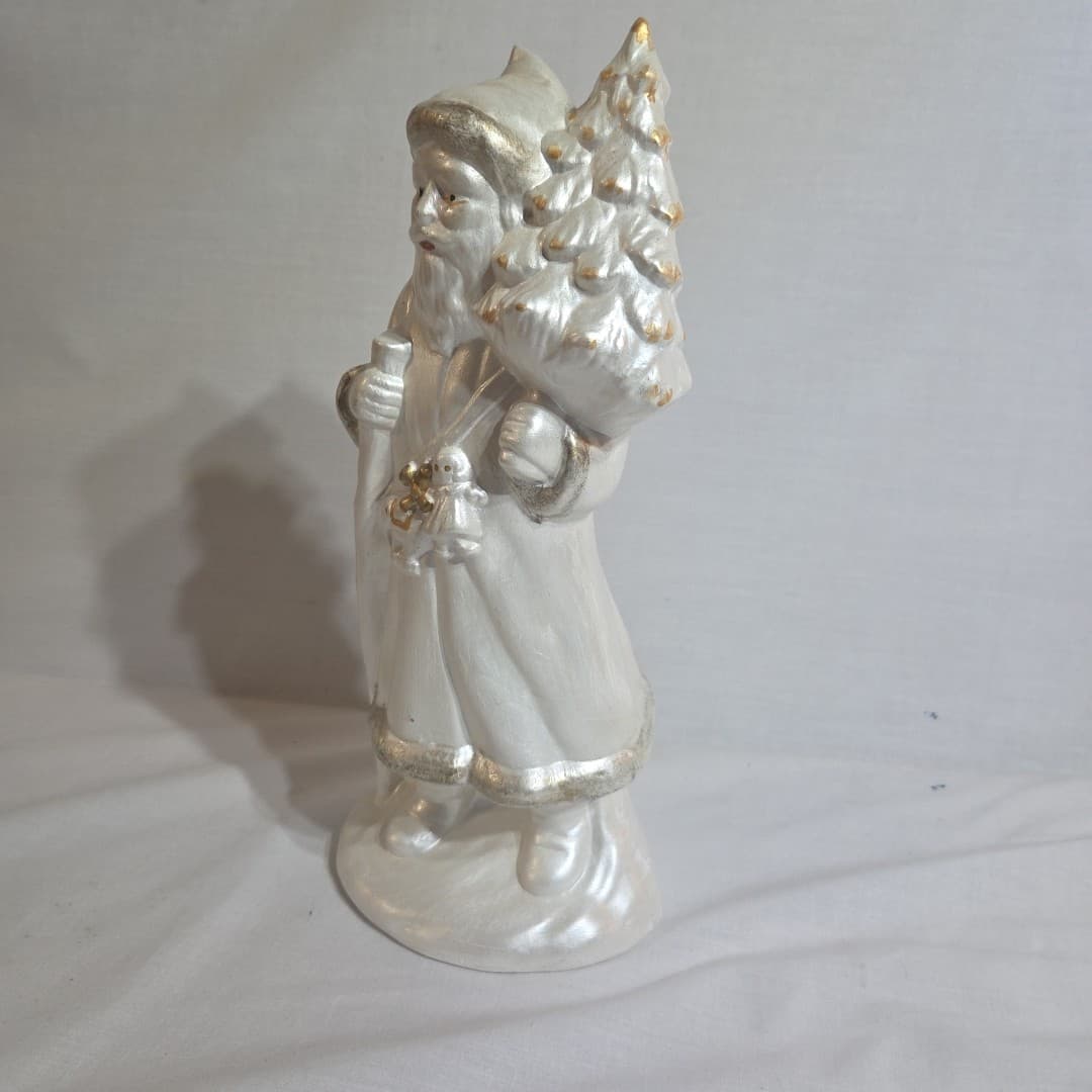 Vintage Ceramic Santa Claus Pearlized Figurine Christmas Tree Holiday Decor - Thumbnail 2