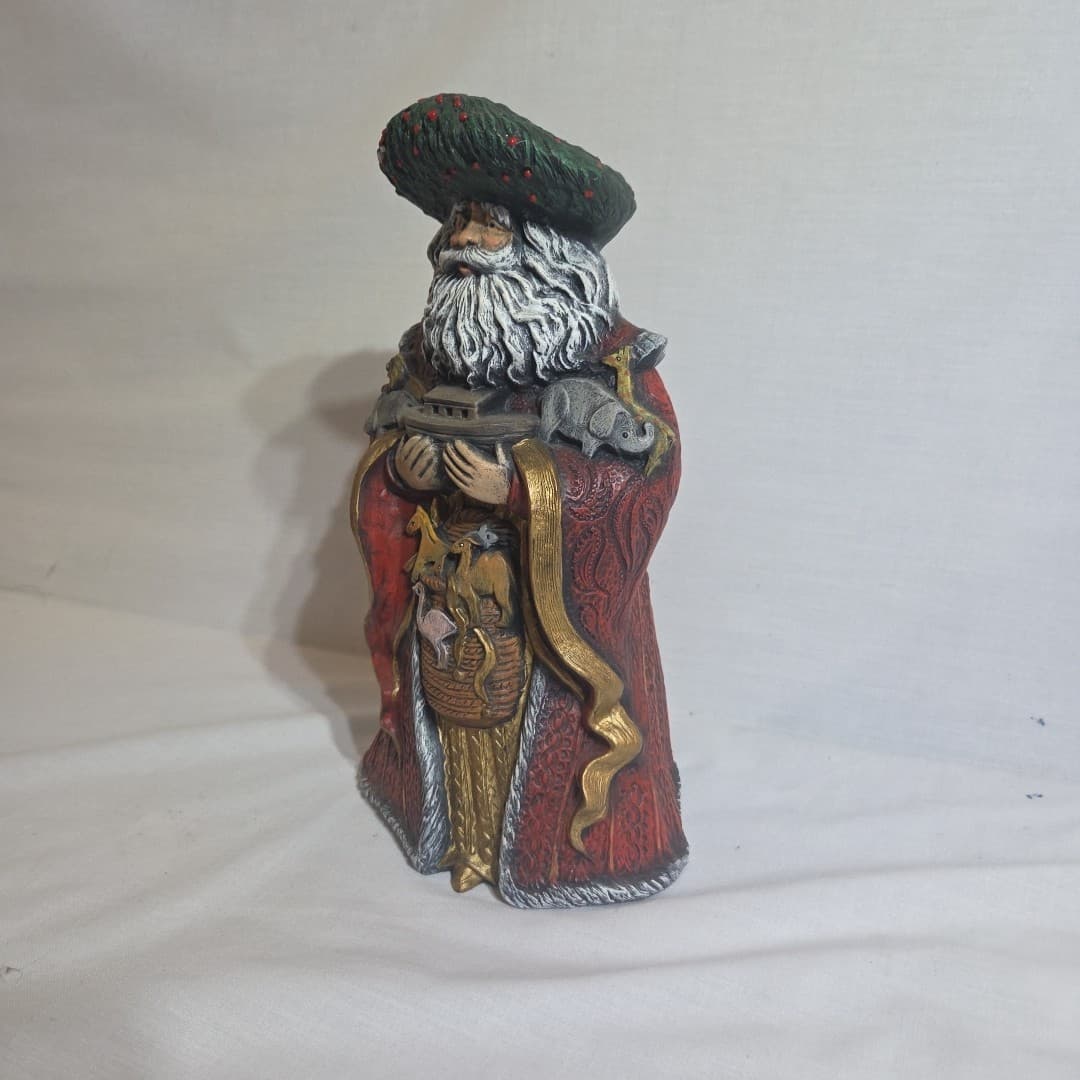 Hand Painted Ceramic Noah Figurine Ark Animals Santa Father Christmas 10" - Thumbnail 4