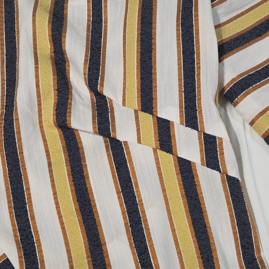 Striped Line Blend Vneck Shirt Back Zips 3/4 Sleeve Size S - Thumbnail 7