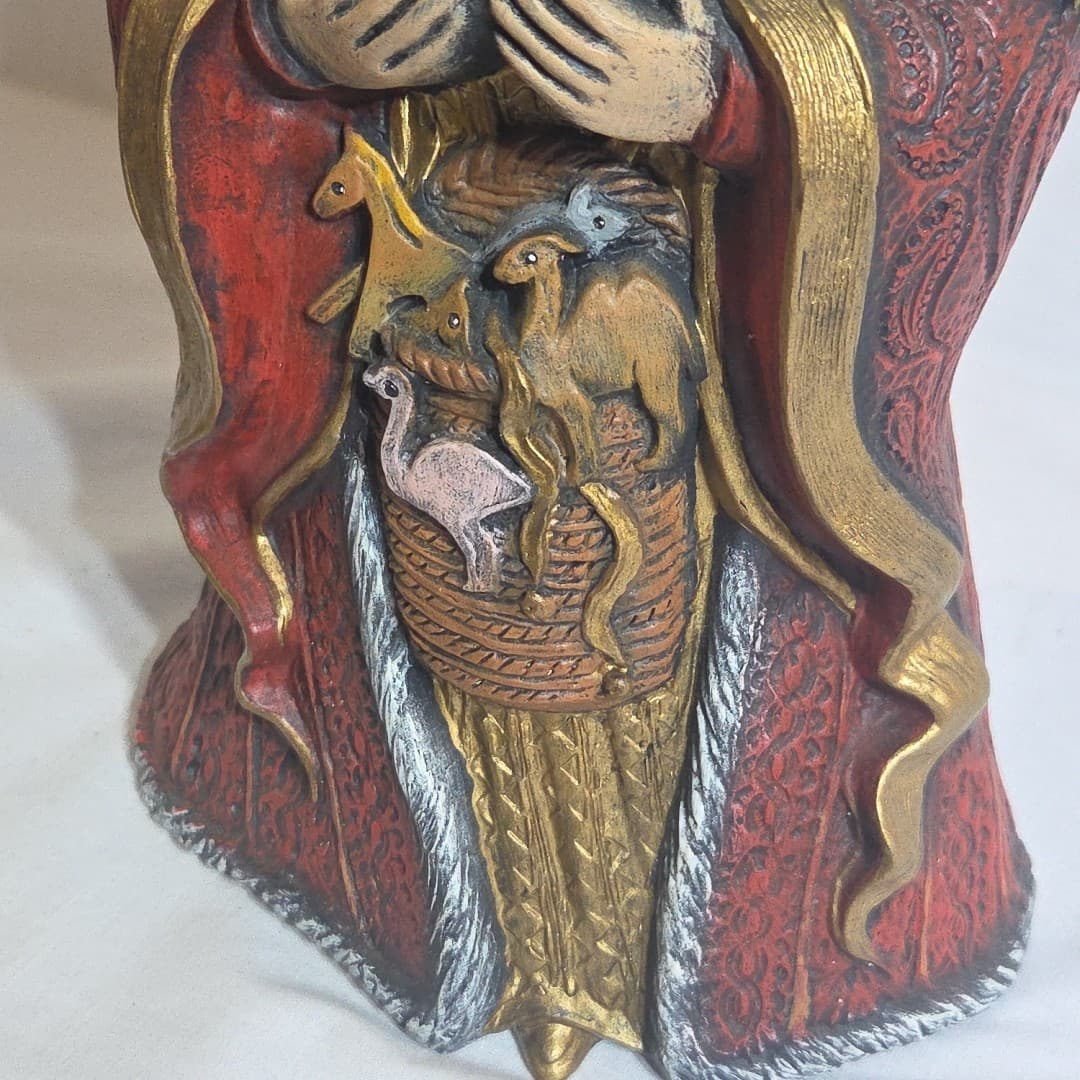 Hand Painted Ceramic Noah Figurine Ark Animals Santa Father Christmas 10" - Thumbnail 10