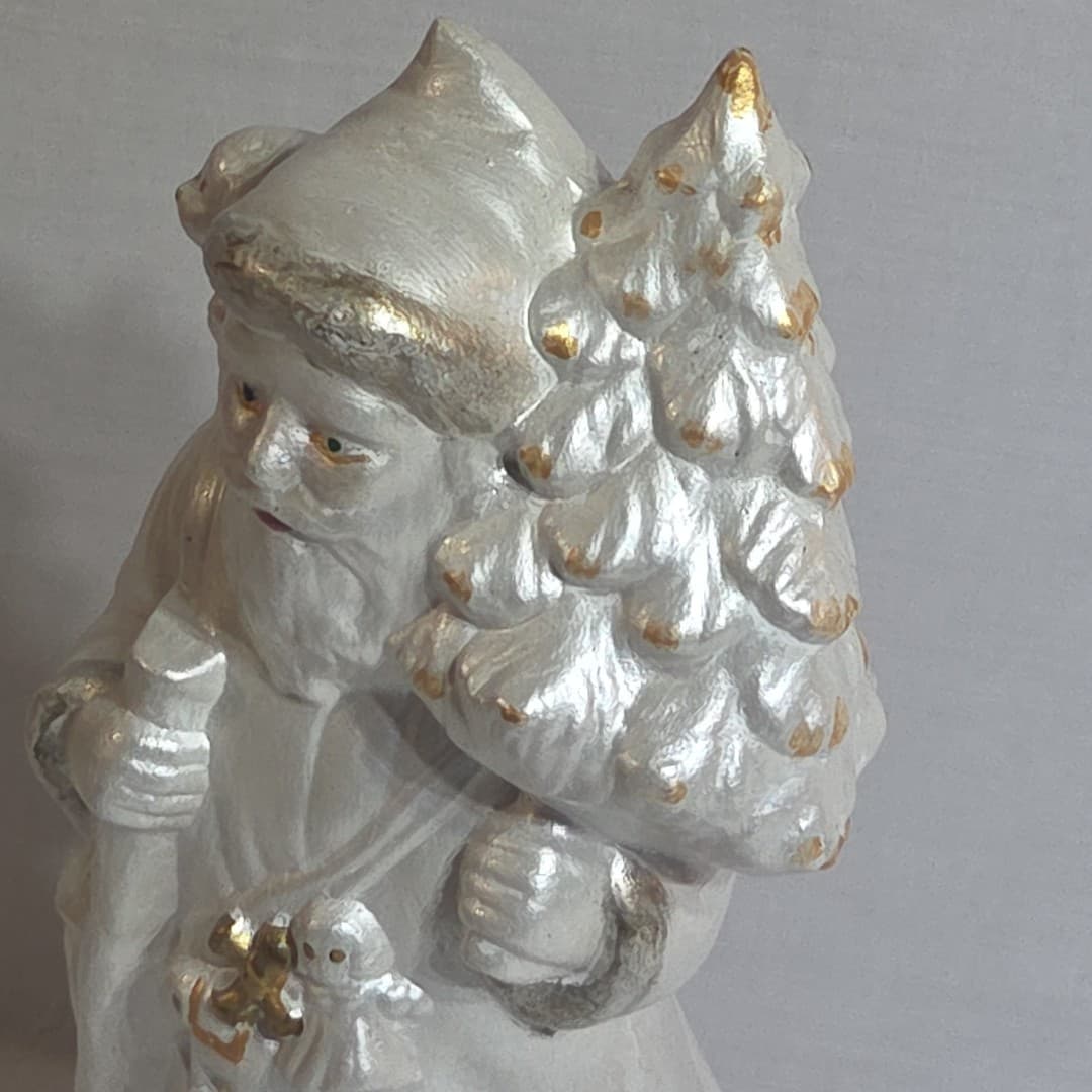 Vintage Ceramic Santa Claus Pearlized Figurine Christmas Tree Holiday Decor - Thumbnail 13