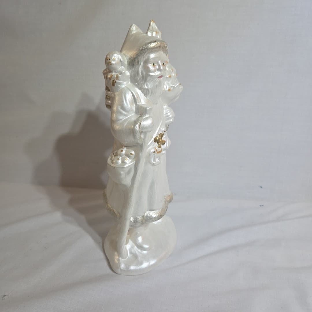 Vintage Ceramic Santa Claus Pearlized Figurine Christmas Tree Holiday Decor - Thumbnail 6