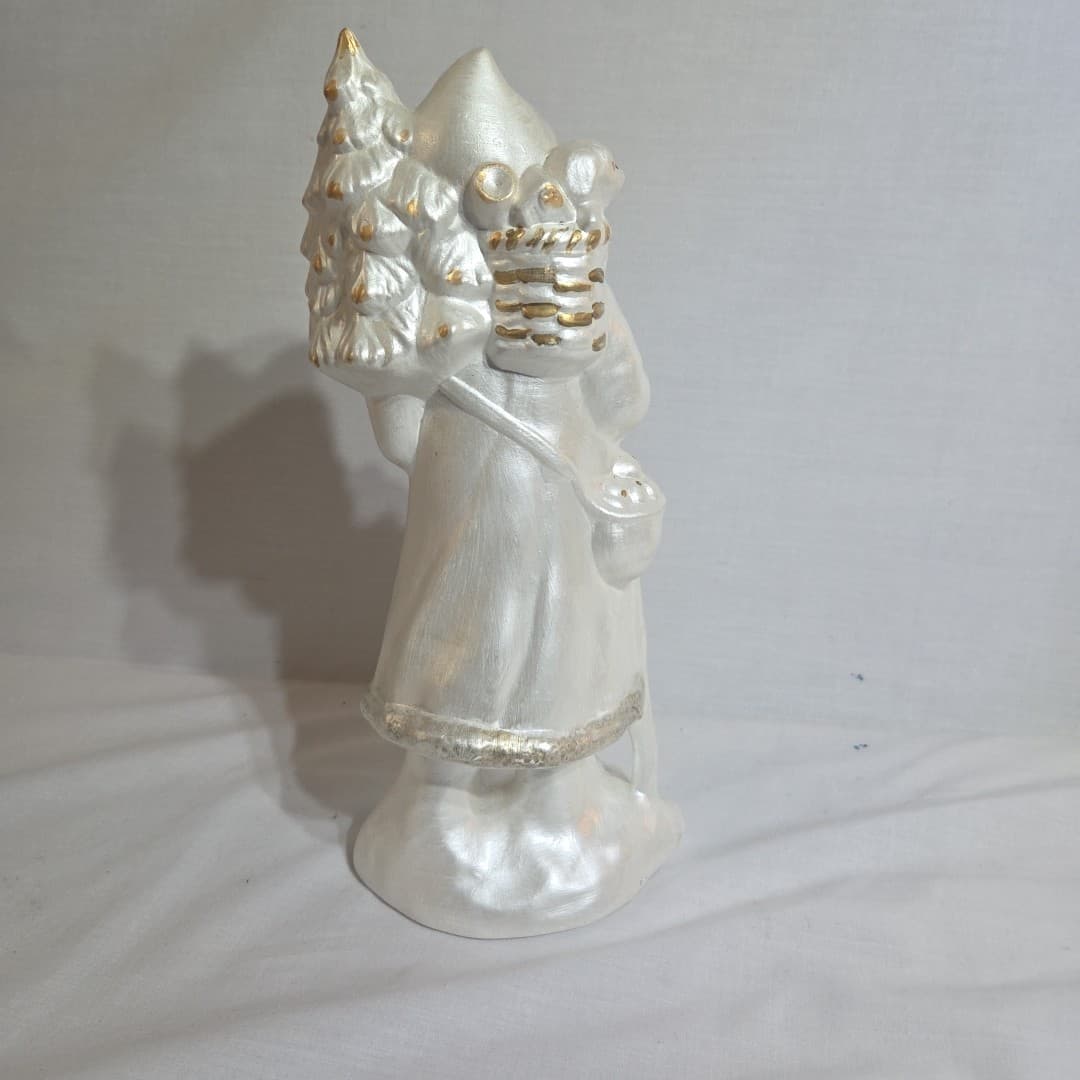 Vintage Ceramic Santa Claus Pearlized Figurine Christmas Tree Holiday Decor - Thumbnail 4