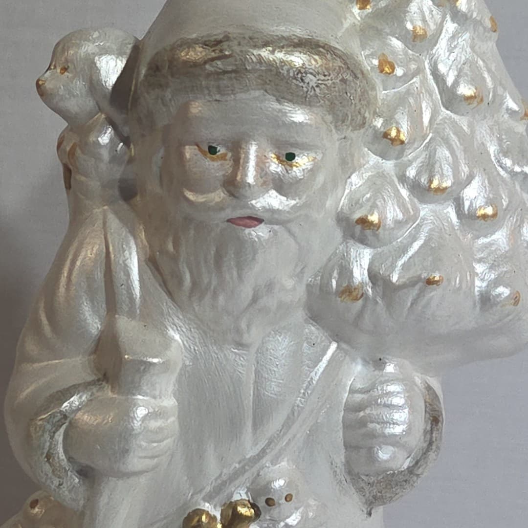 Vintage Ceramic Santa Claus Pearlized Figurine Christmas Tree Holiday Decor - Thumbnail 8