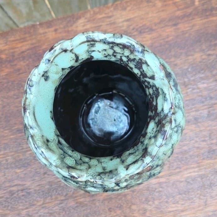 Vintage Anthropology Style 8in Tricolor Turquoise Brown Black Textured Vase - Thumbnail 5