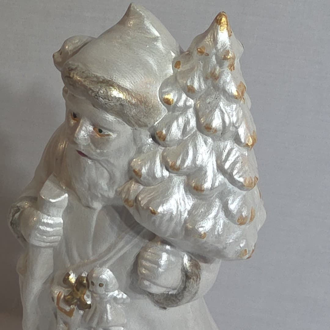 Vintage Ceramic Santa Claus Pearlized Figurine Christmas Tree Holiday Decor - Thumbnail 12