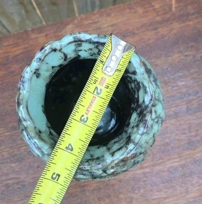 Vintage Anthropology Style 8in Tricolor Turquoise Brown Black Textured Vase - Thumbnail 4