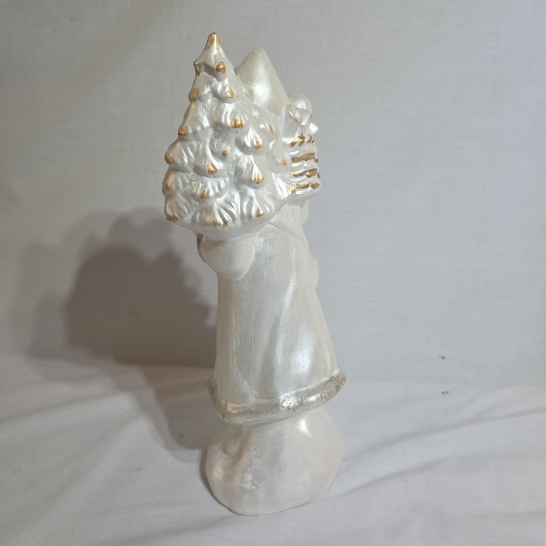 Vintage Ceramic Santa Claus Pearlized Figurine Christmas Tree Holiday Decor - Thumbnail 3