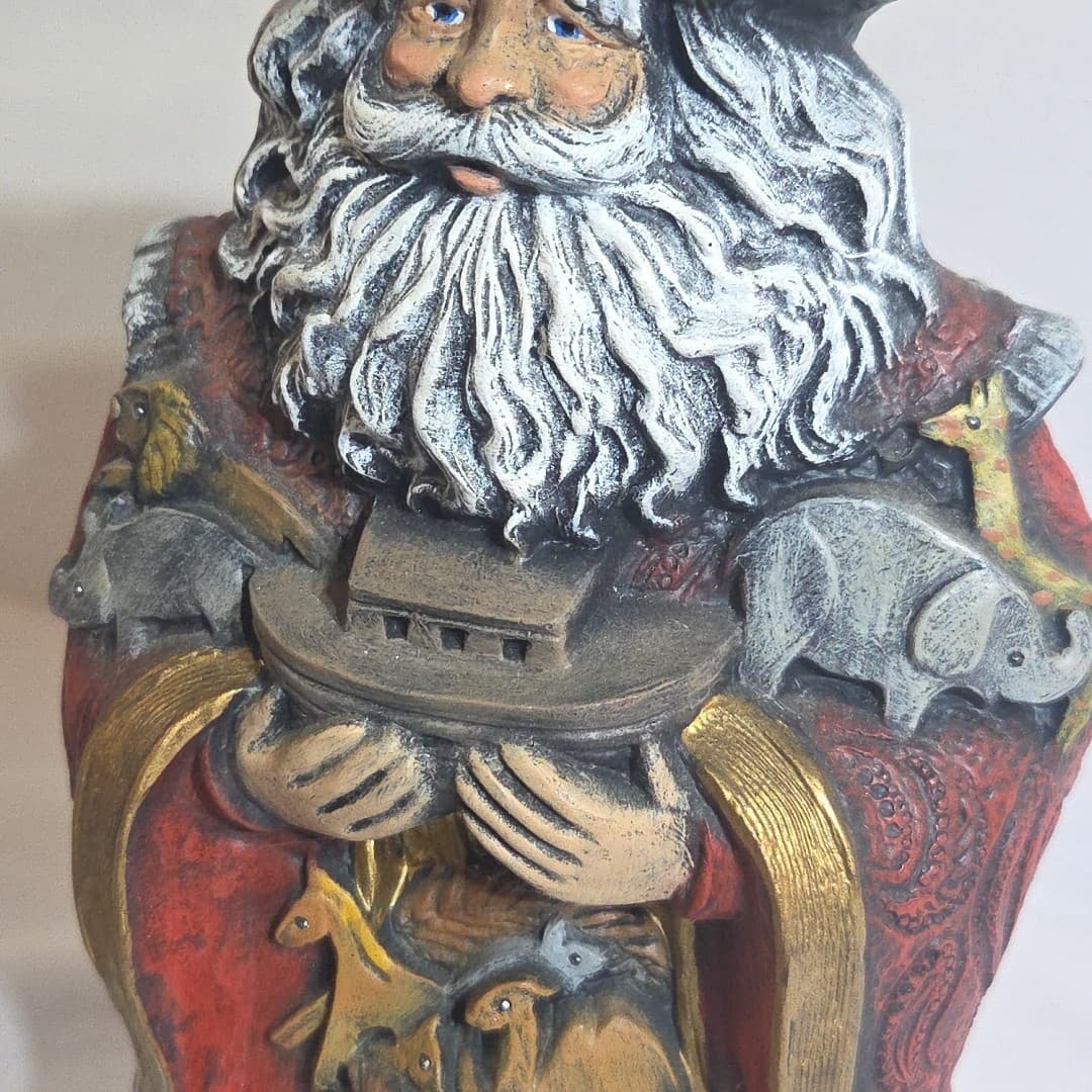 Hand Painted Ceramic Noah Figurine Ark Animals Santa Father Christmas 10" - Thumbnail 11