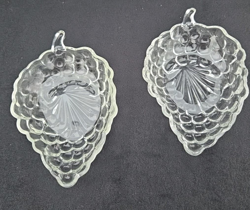 Vintage Federal Clear Pressed Glass Grape Dish 7" Relish Candy Nuts