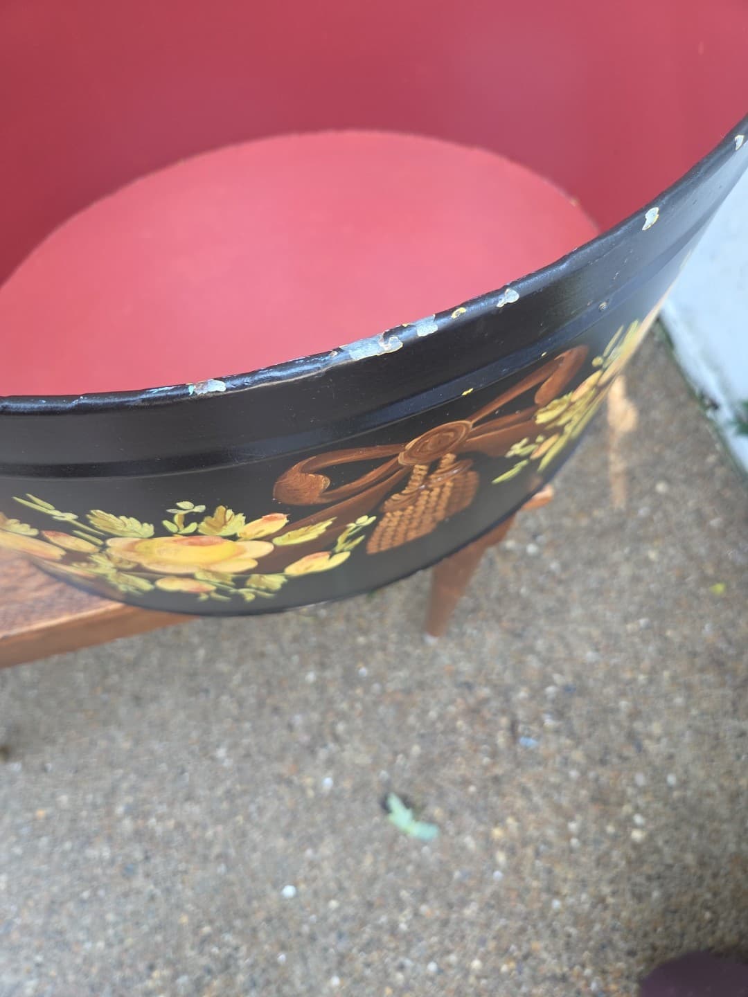 Maitland Smith Painted Oval Metal Toleware Box Bin - Thumbnail 9