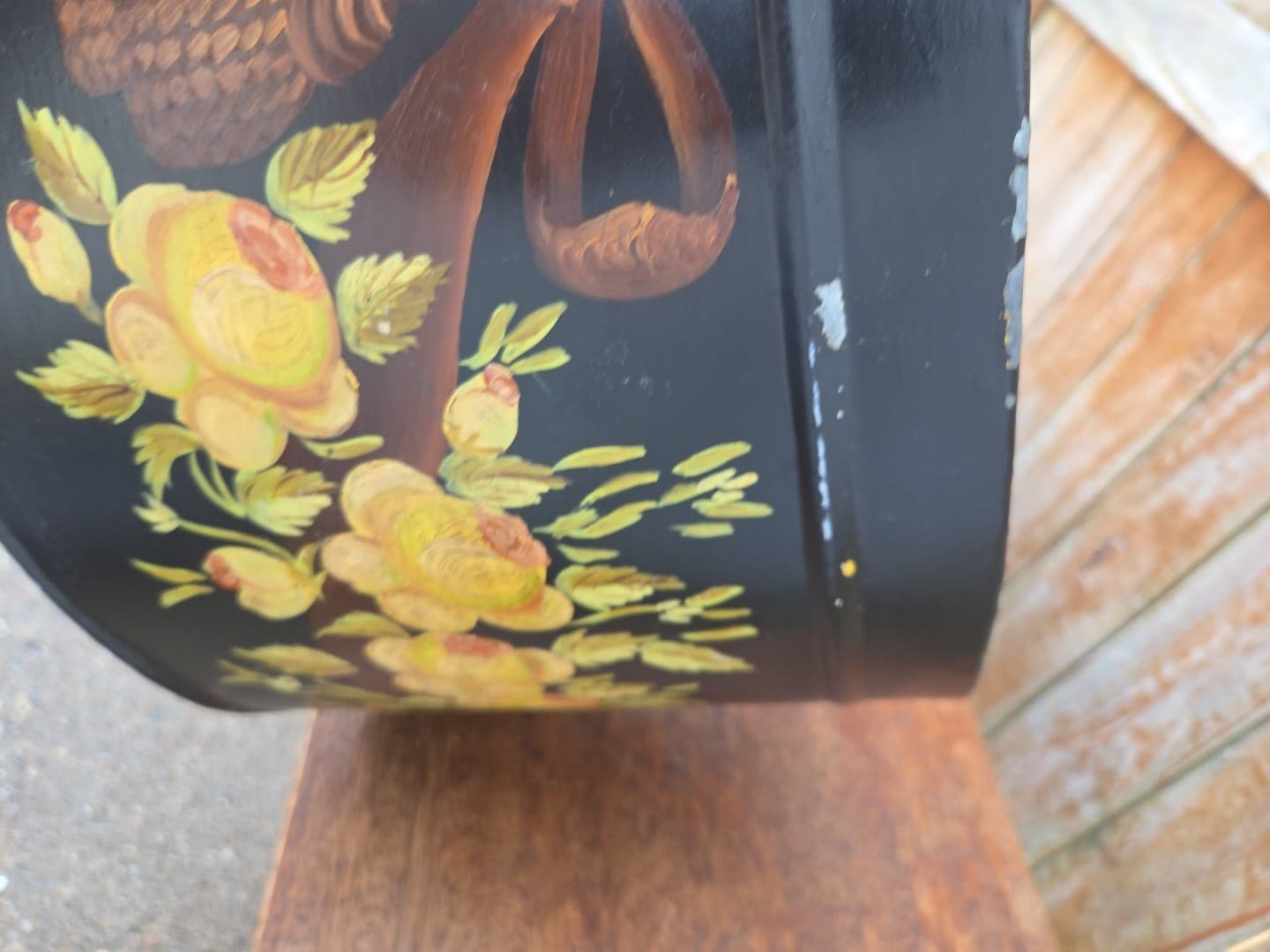 Maitland Smith Painted Oval Metal Toleware Box Bin - Thumbnail 15
