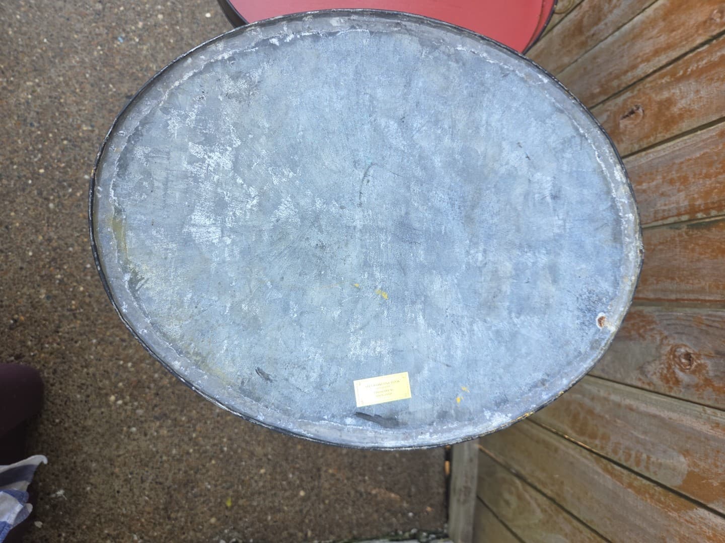 Maitland Smith Painted Oval Metal Toleware Box Bin - Thumbnail 17