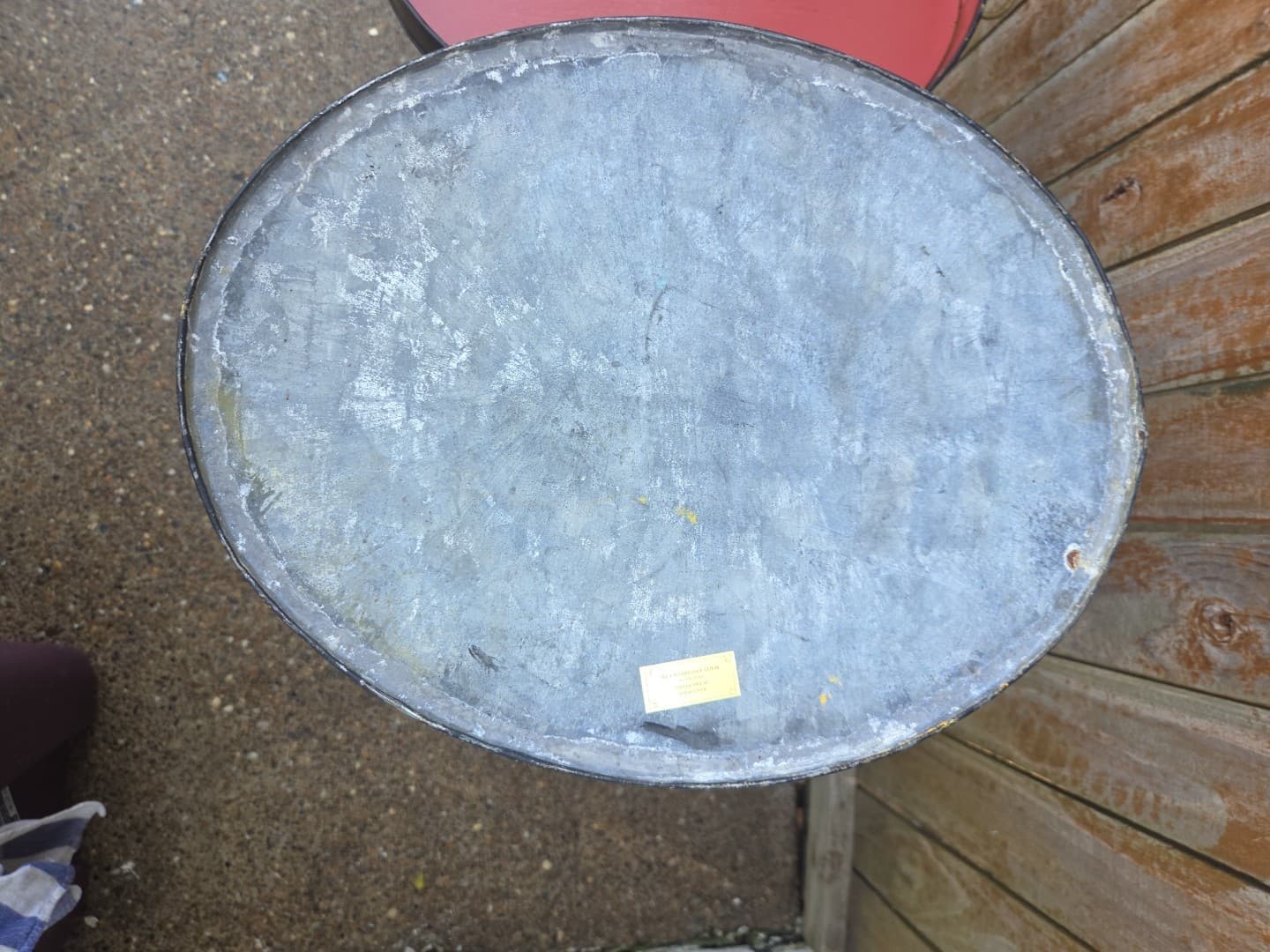 Maitland Smith Painted Oval Metal Toleware Box Bin - Thumbnail 16