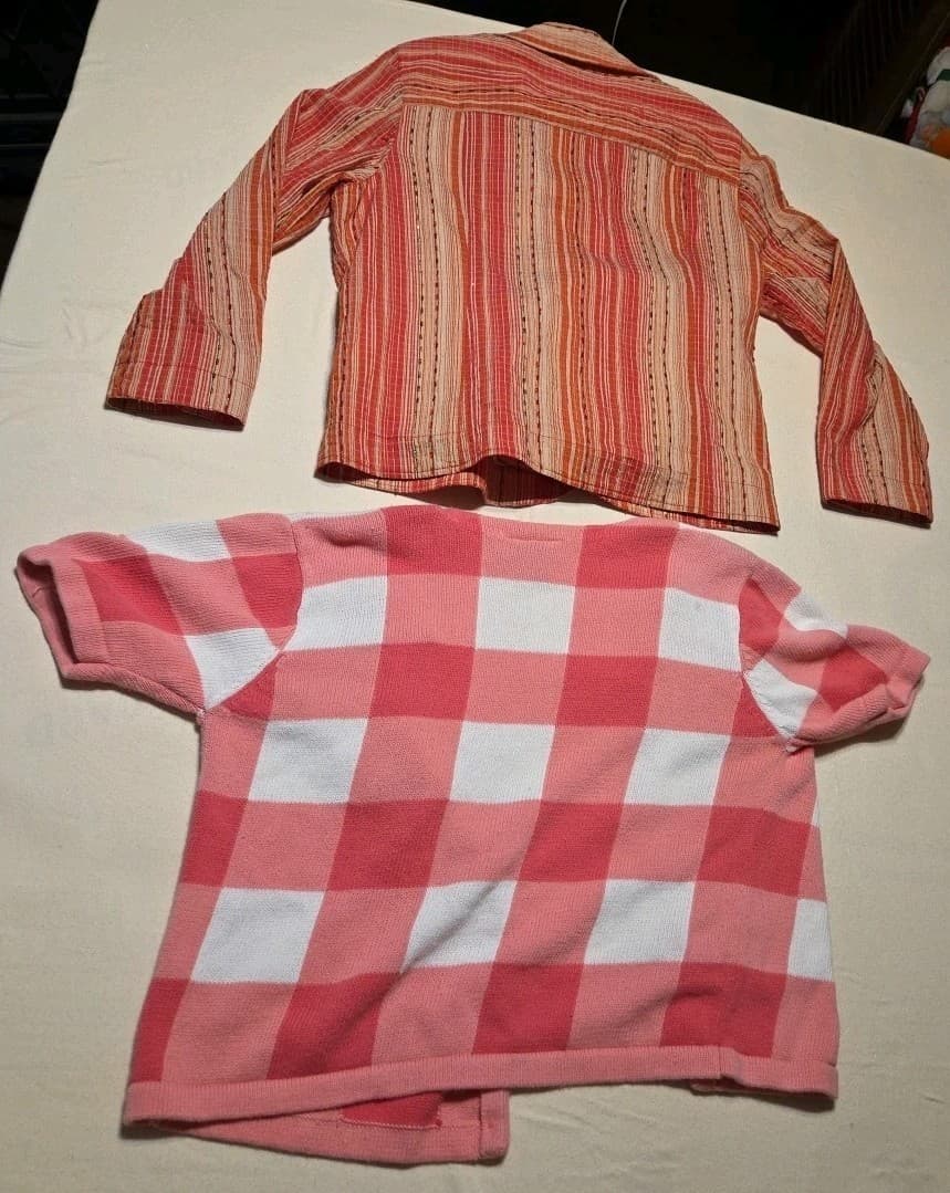 Drapers&Damons Women Sz PL: Pink Brown Stripe & Pink Flowered Jacket/Sweater - Thumbnail 2