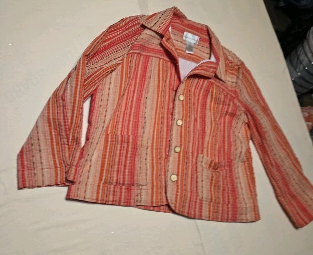 Drapers&Damons Women Sz PL: Pink Brown Stripe & Pink Flowered Jacket/Sweater - Thumbnail 3