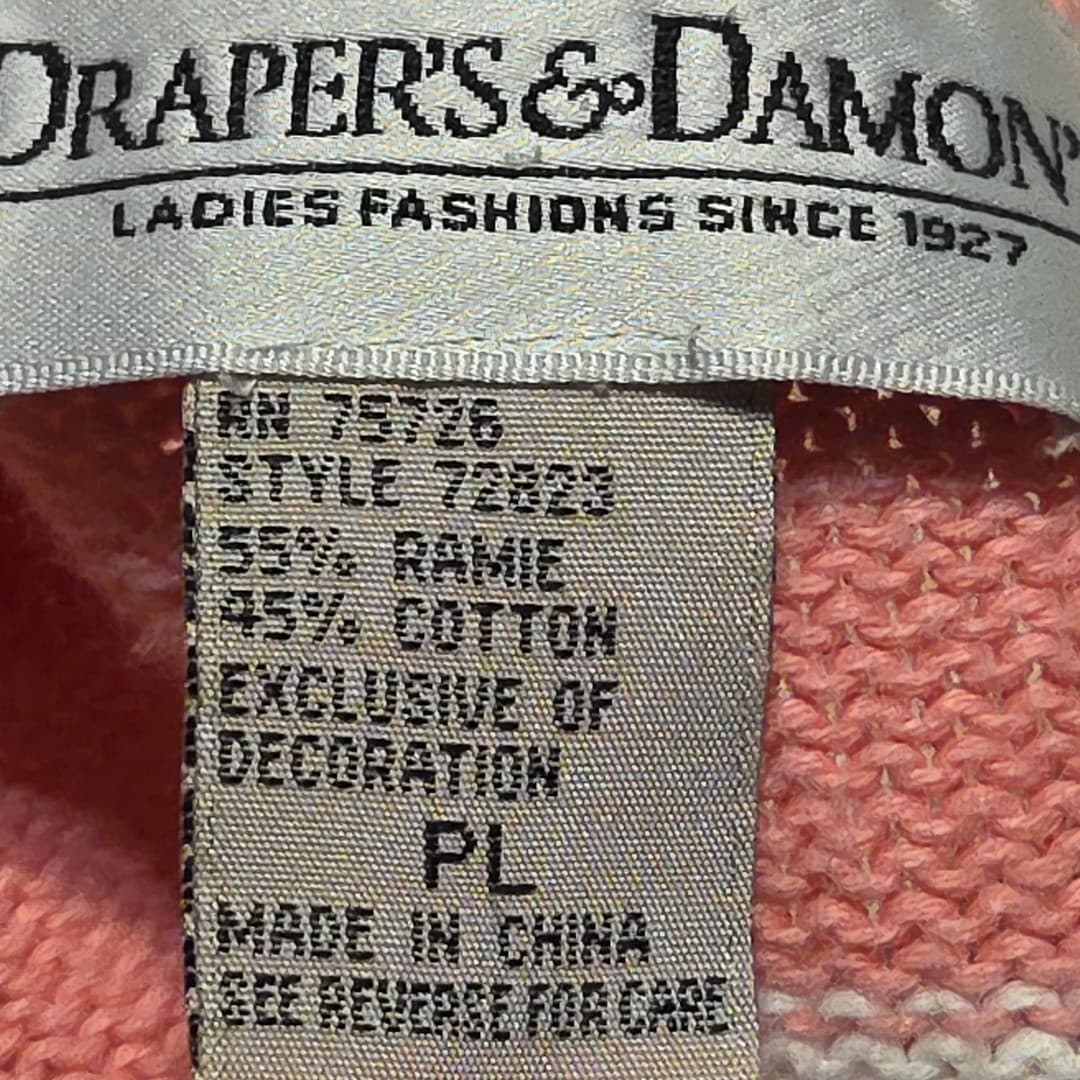 Drapers&Damons Women Sz PL: Pink Brown Stripe & Pink Flowered Jacket/Sweater - Thumbnail 6