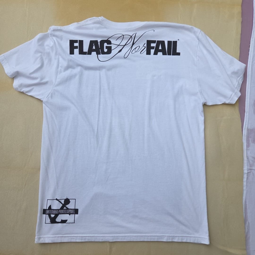 Flag Nor Fail T Shirt Men XLarge White Graphic Gym Limited Handprinted Apparel - Thumbnail 2