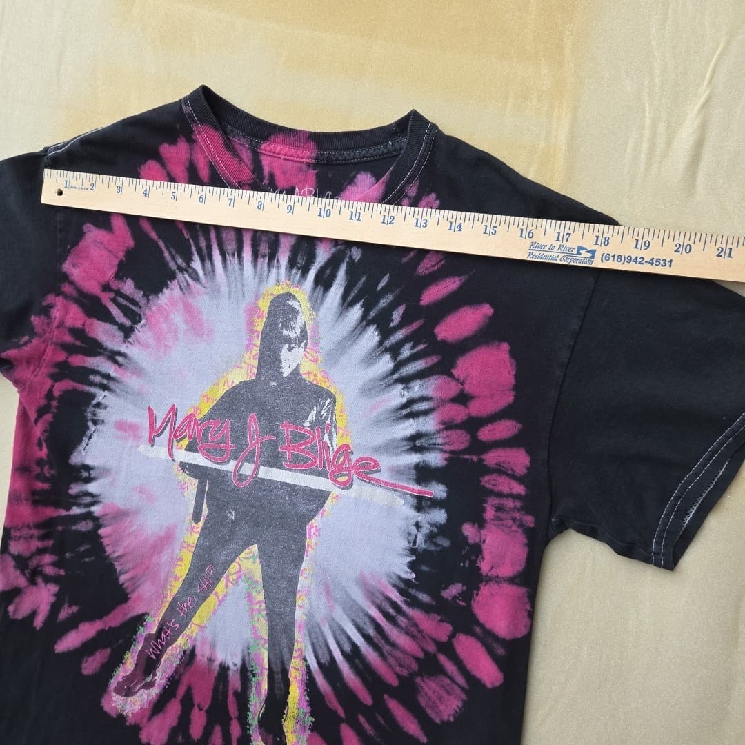 Mary J Blige Tie-Dye T-shirt Black - Measurements Listed - Thumbnail 4