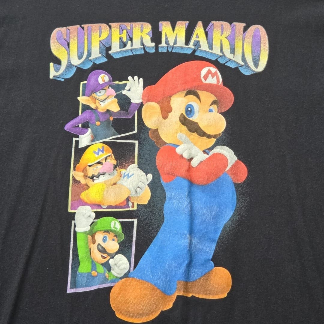 Super Mario Short Sleeve T-Shirt Men's Size L Black - Thumbnail 2