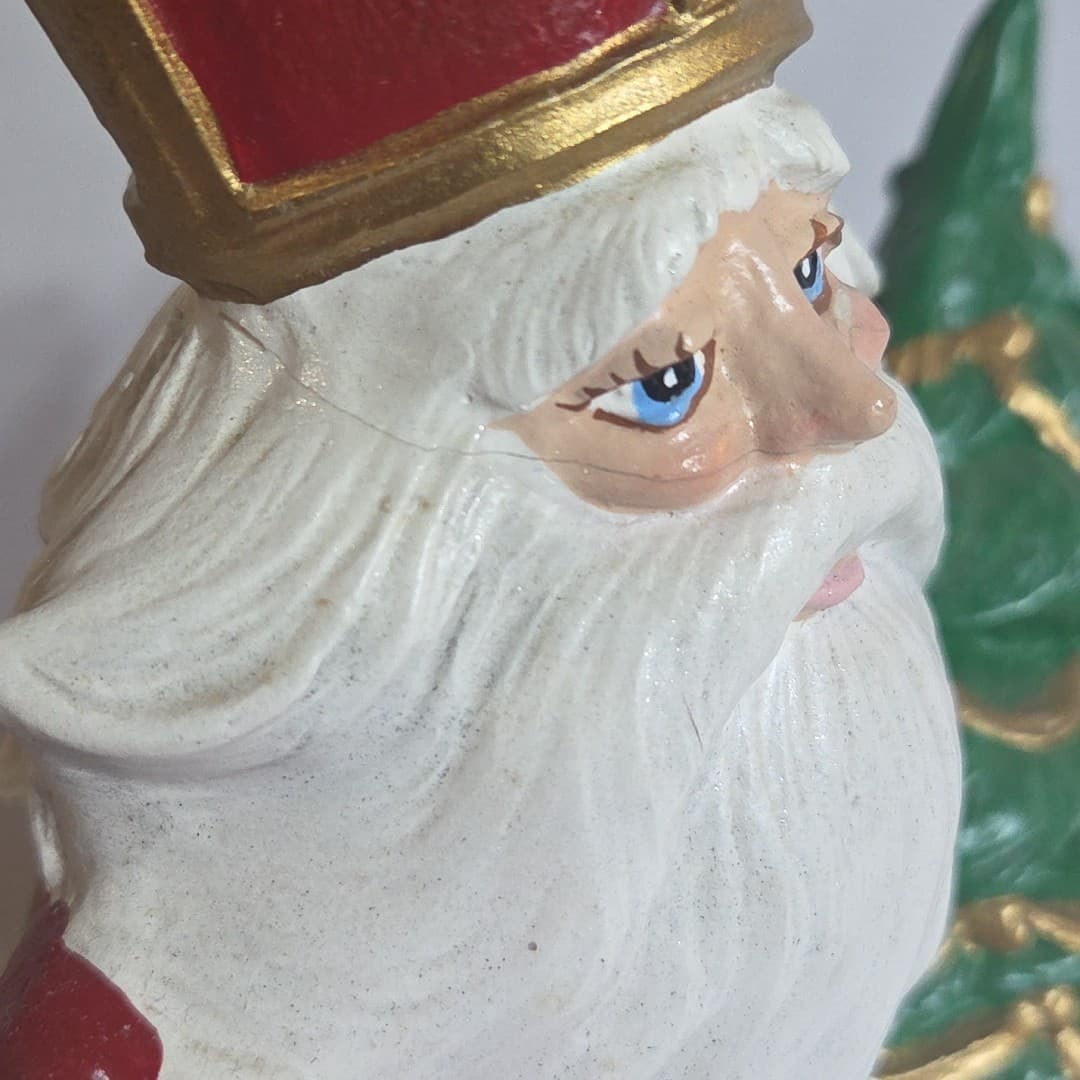 Vintage Ceramic Saint Nicholas Holding Lantern and Tree - Thumbnail 6