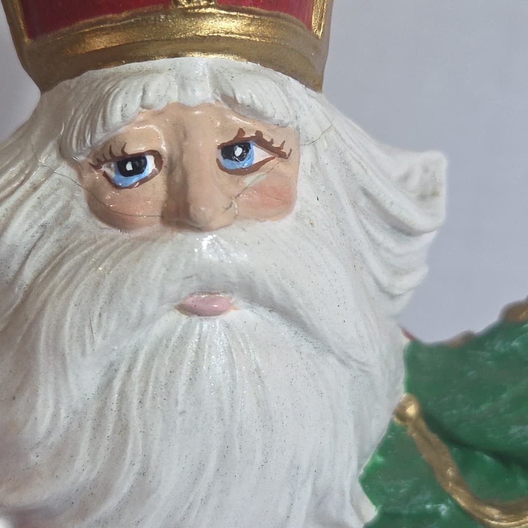 Vintage Ceramic Saint Nicholas Holding Lantern and Tree - Thumbnail 5