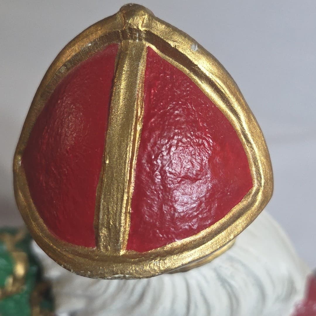 Vintage Ceramic Saint Nicholas Holding Lantern and Tree - Thumbnail 9