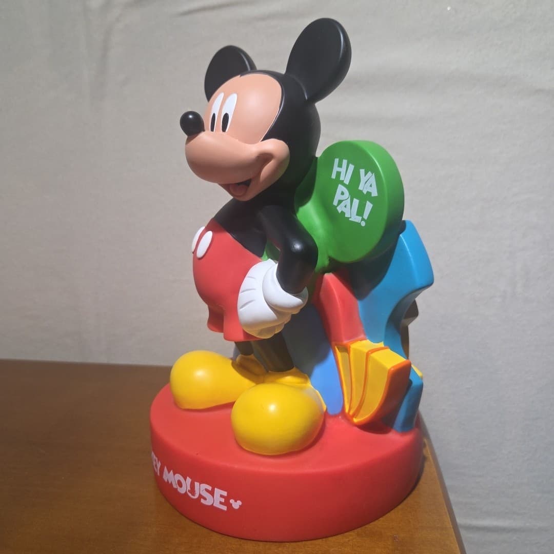 Mickey Mouse Plastic Coin Bank 10" Includes Stopper Vintage - Thumbnail 2