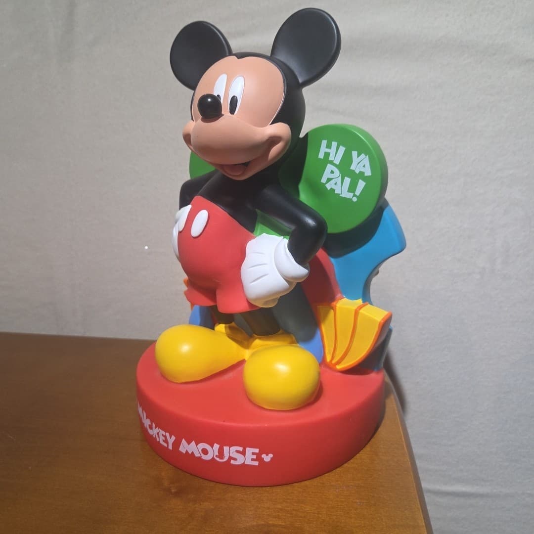 Mickey Mouse Plastic Coin Bank 10" Includes Stopper Vintage - Thumbnail 9