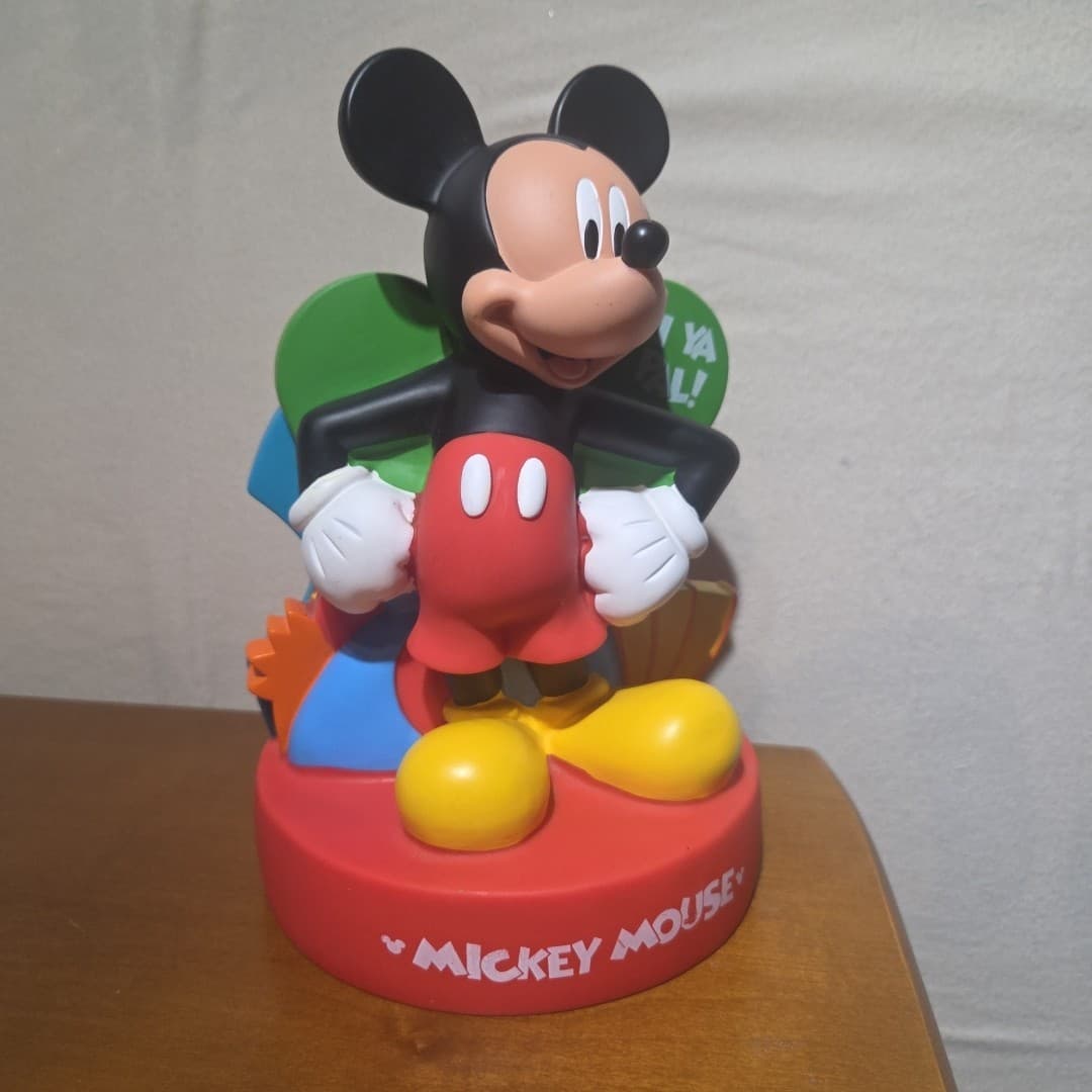 Mickey Mouse Plastic Coin Bank 10" Includes Stopper Vintage - Thumbnail 8