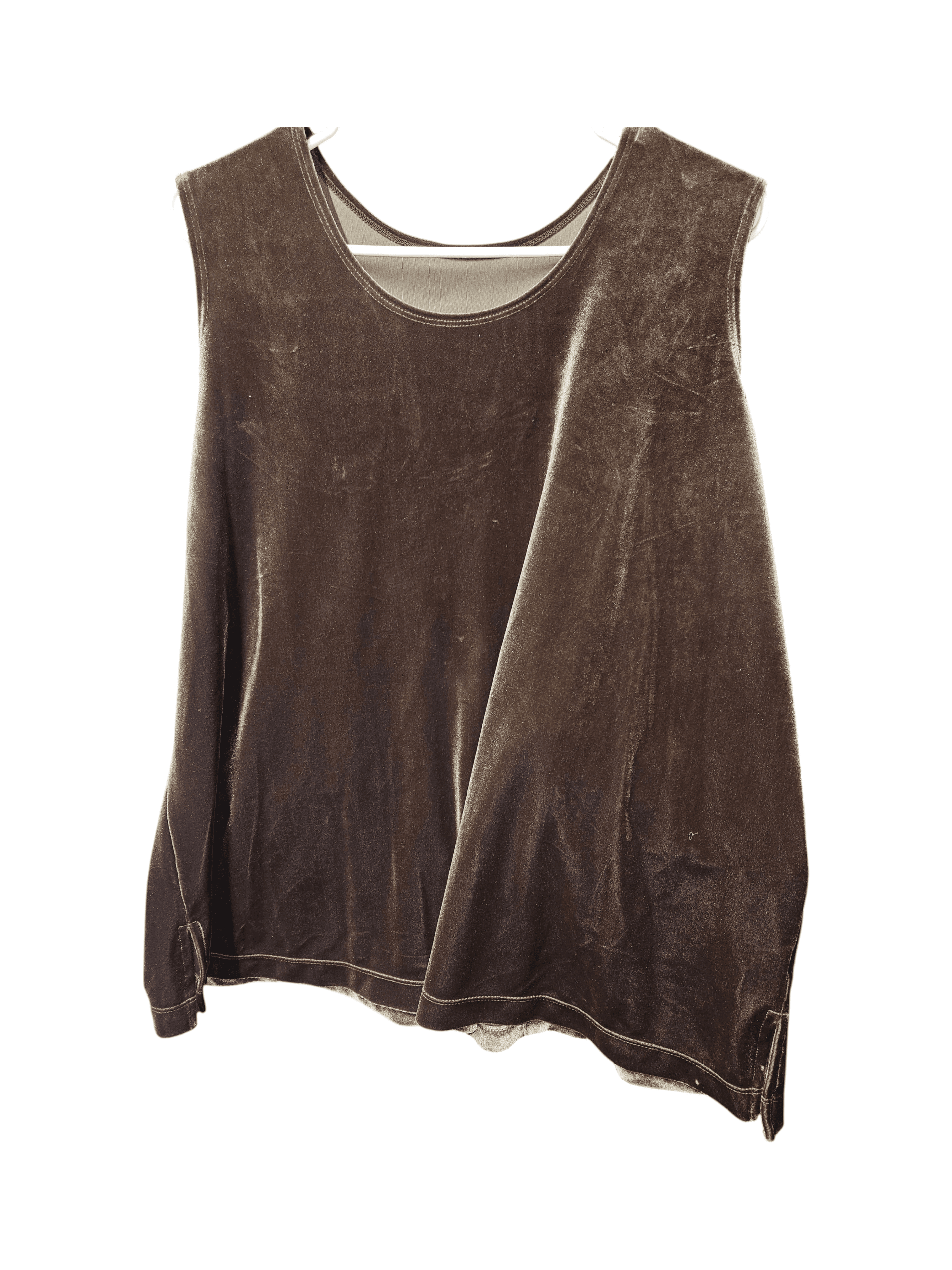 Brown Velvet Sleeveless Top and pants set - Thumbnail 2