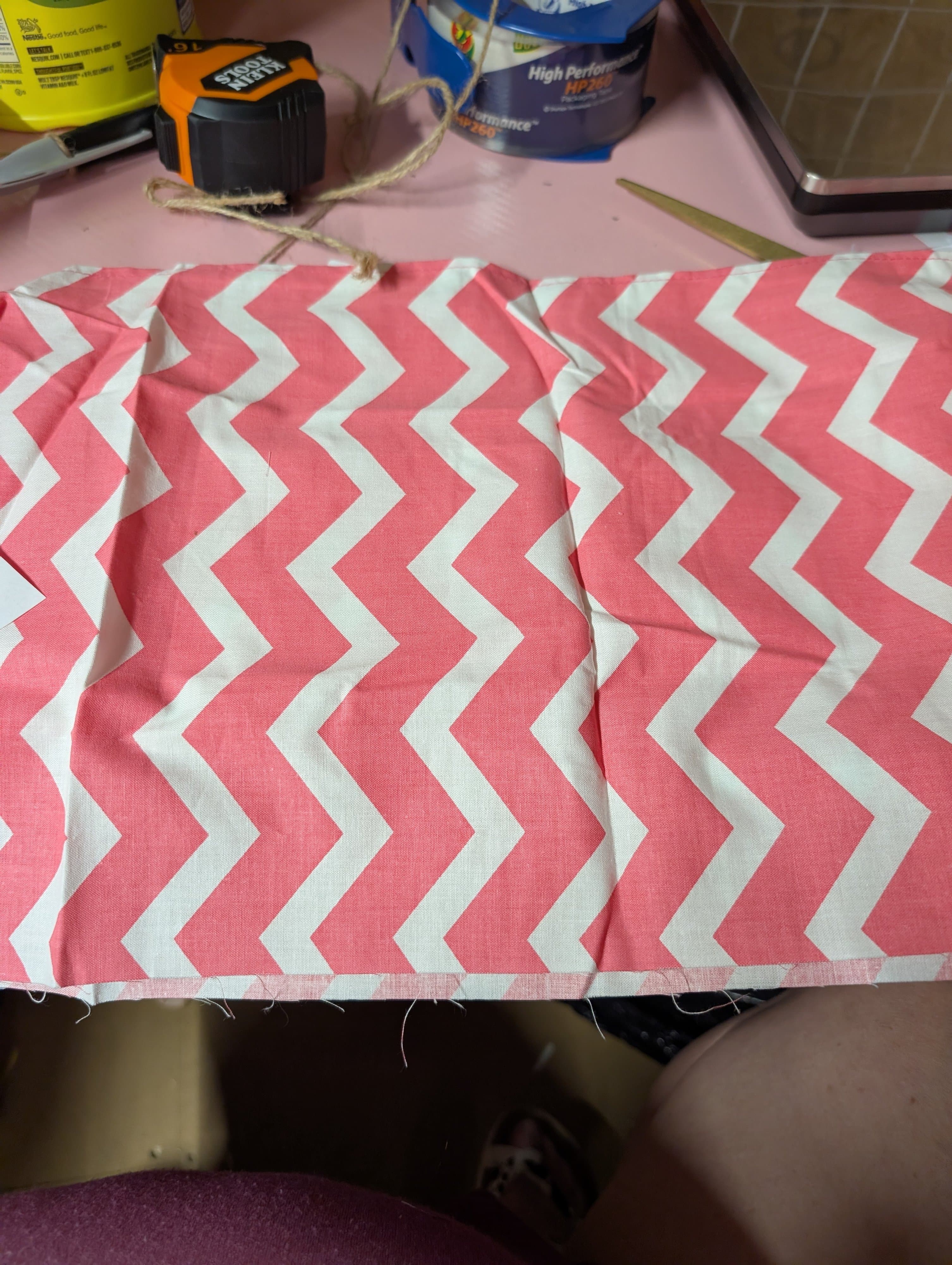 Joann Chevron Fabric Pink and White - Thumbnail 3