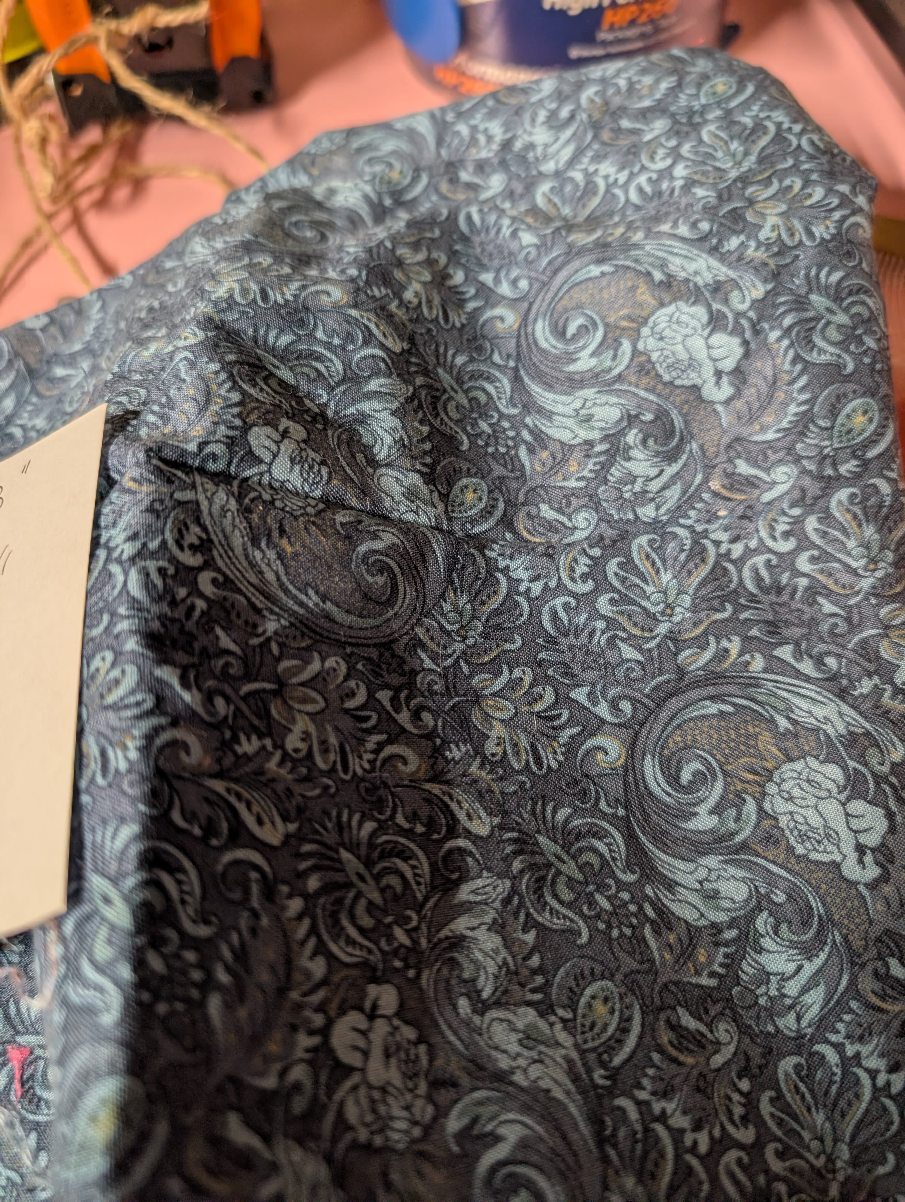 Blue Paisley Fabric with Measurements - Thumbnail 3