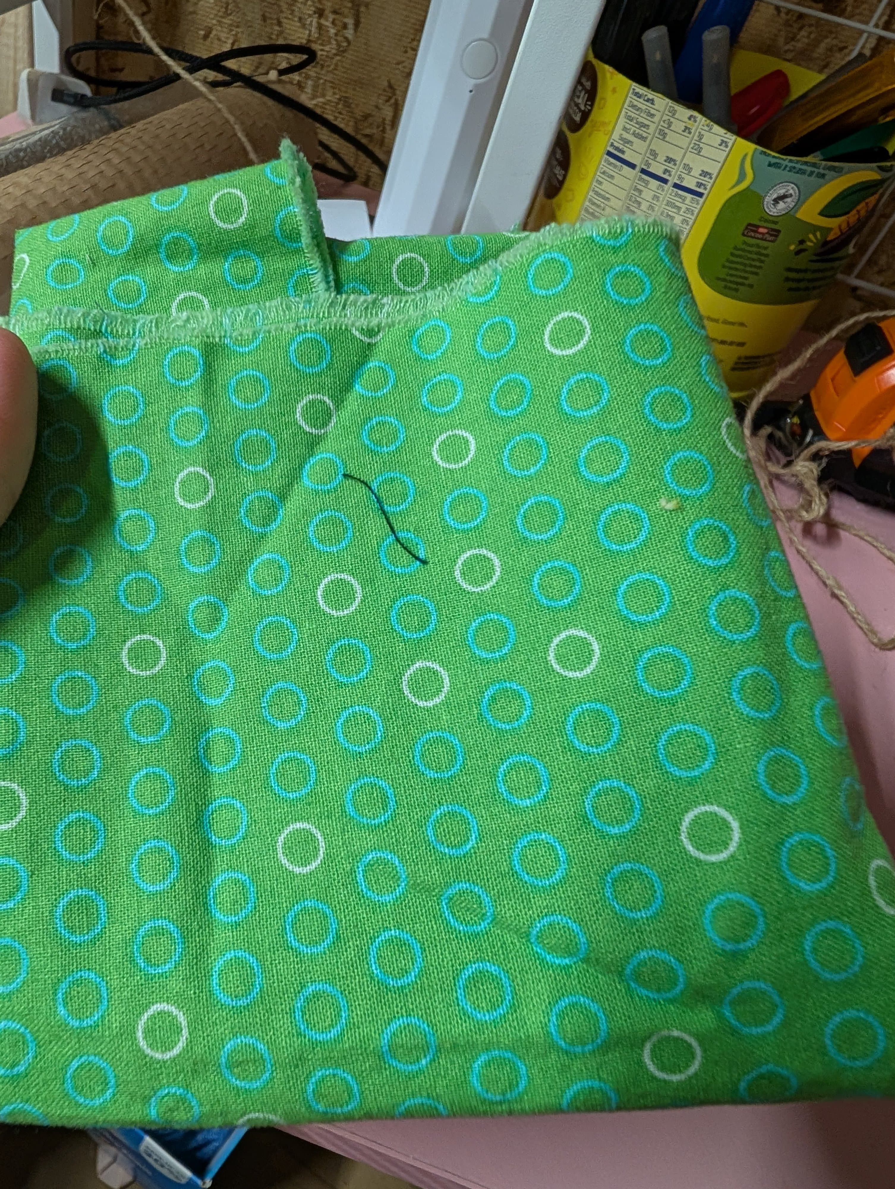 Green Polka Dot Fabric 24x18 Inches - Thumbnail 2