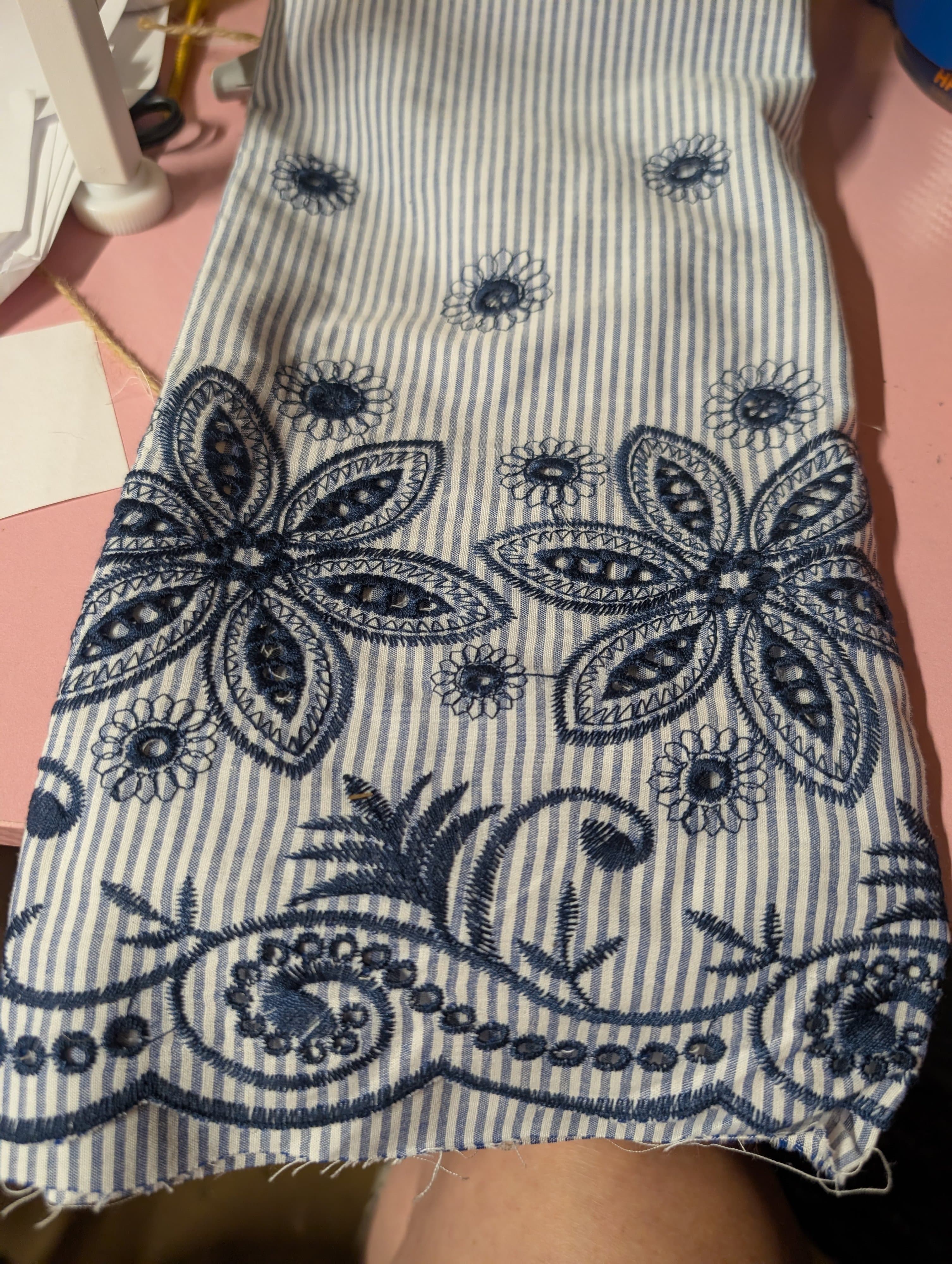 Striped Embroidered Fabric 38" x 27" - Thumbnail 3