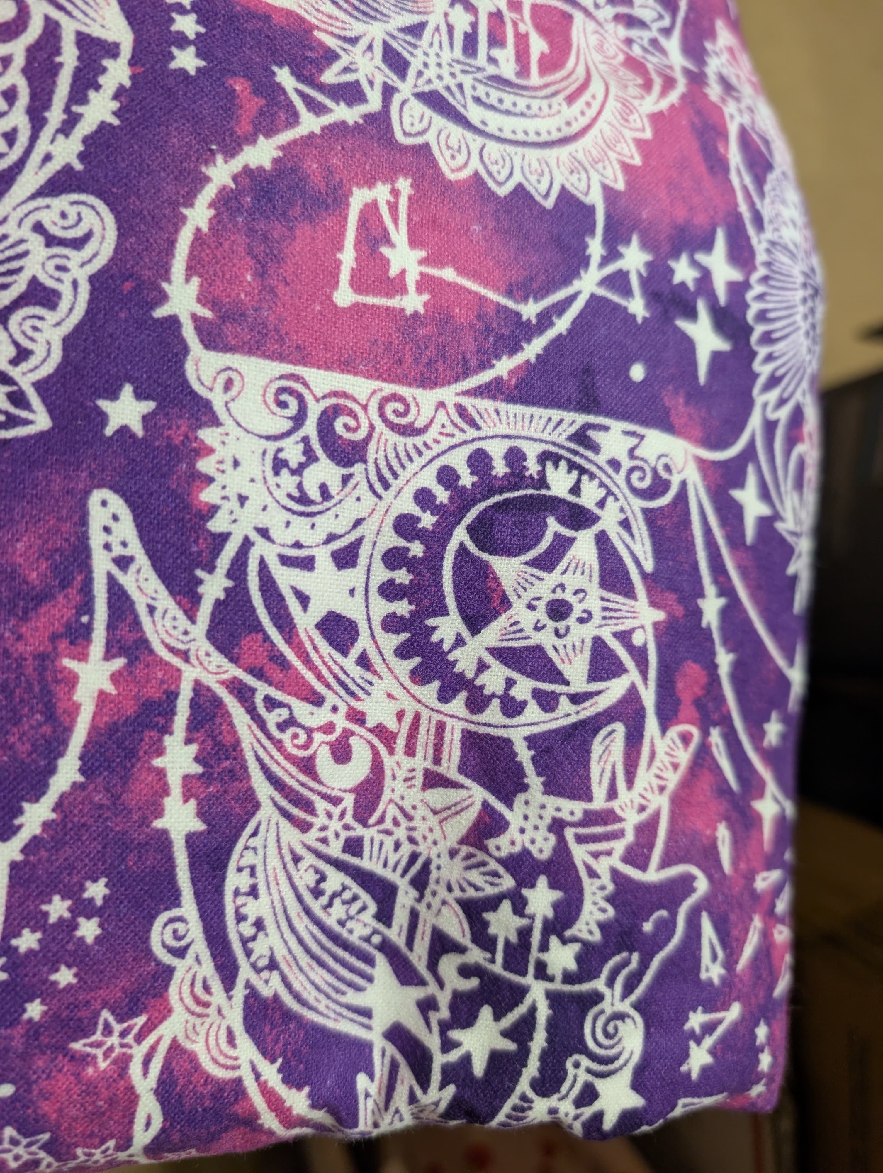 Purple and White Celestial Pattern baby flannel Fabric 3yard - Thumbnail 2