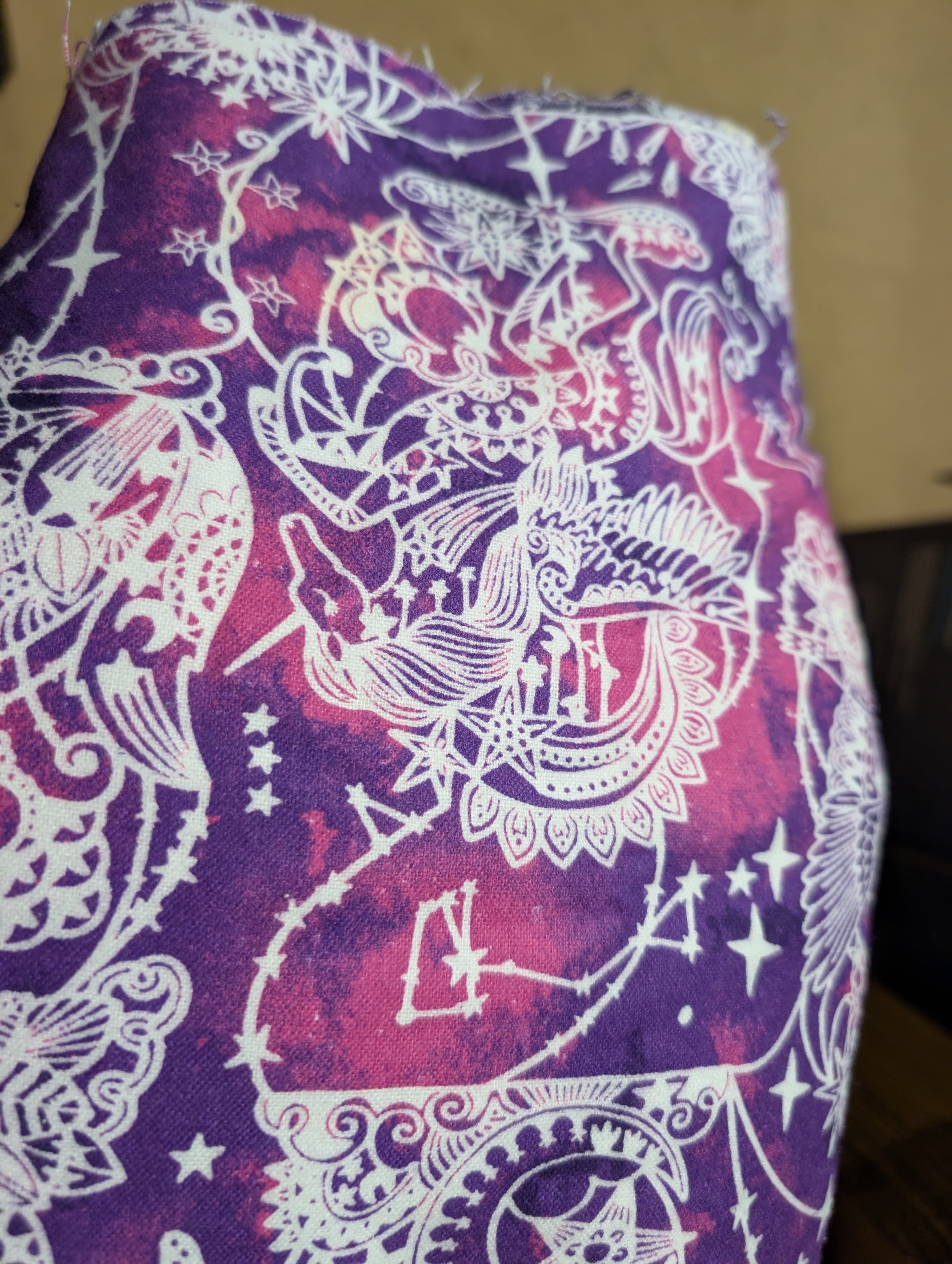 Purple and White Patterned Fabric 2 Yards - Thumbnail 2